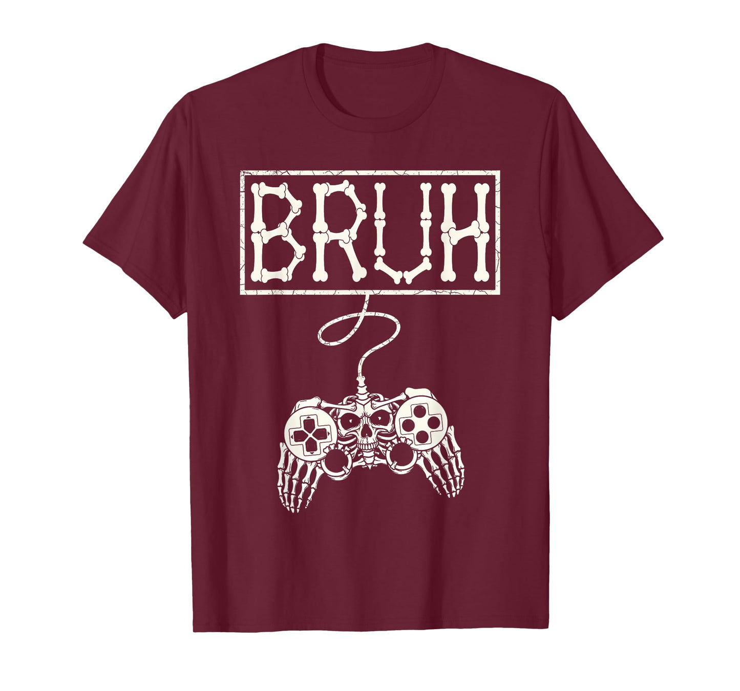 Funny Skeleton Gamer Bruh Controller Skull Video Gaming Boys T-Shirt