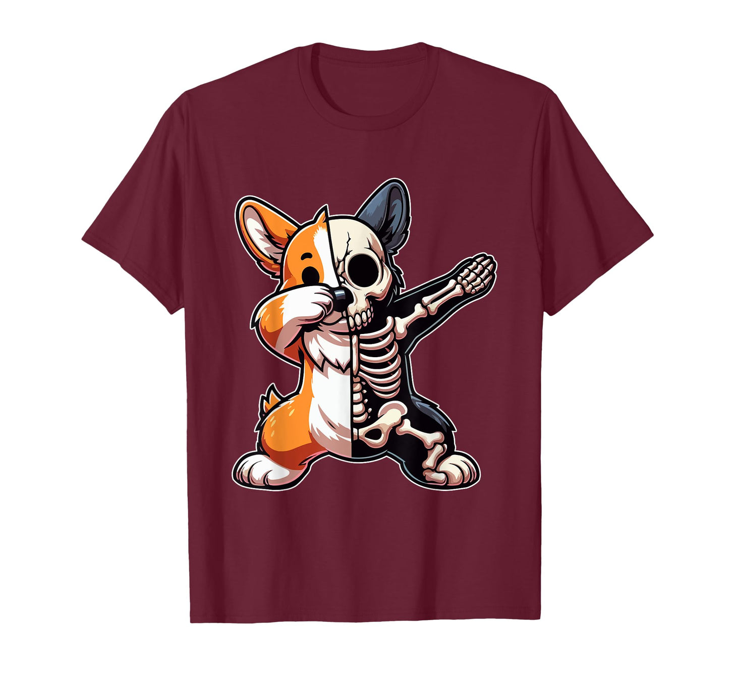 Dabbing Corgi Half Skeleton Halloween Costume Owner Lover T-Shirt
