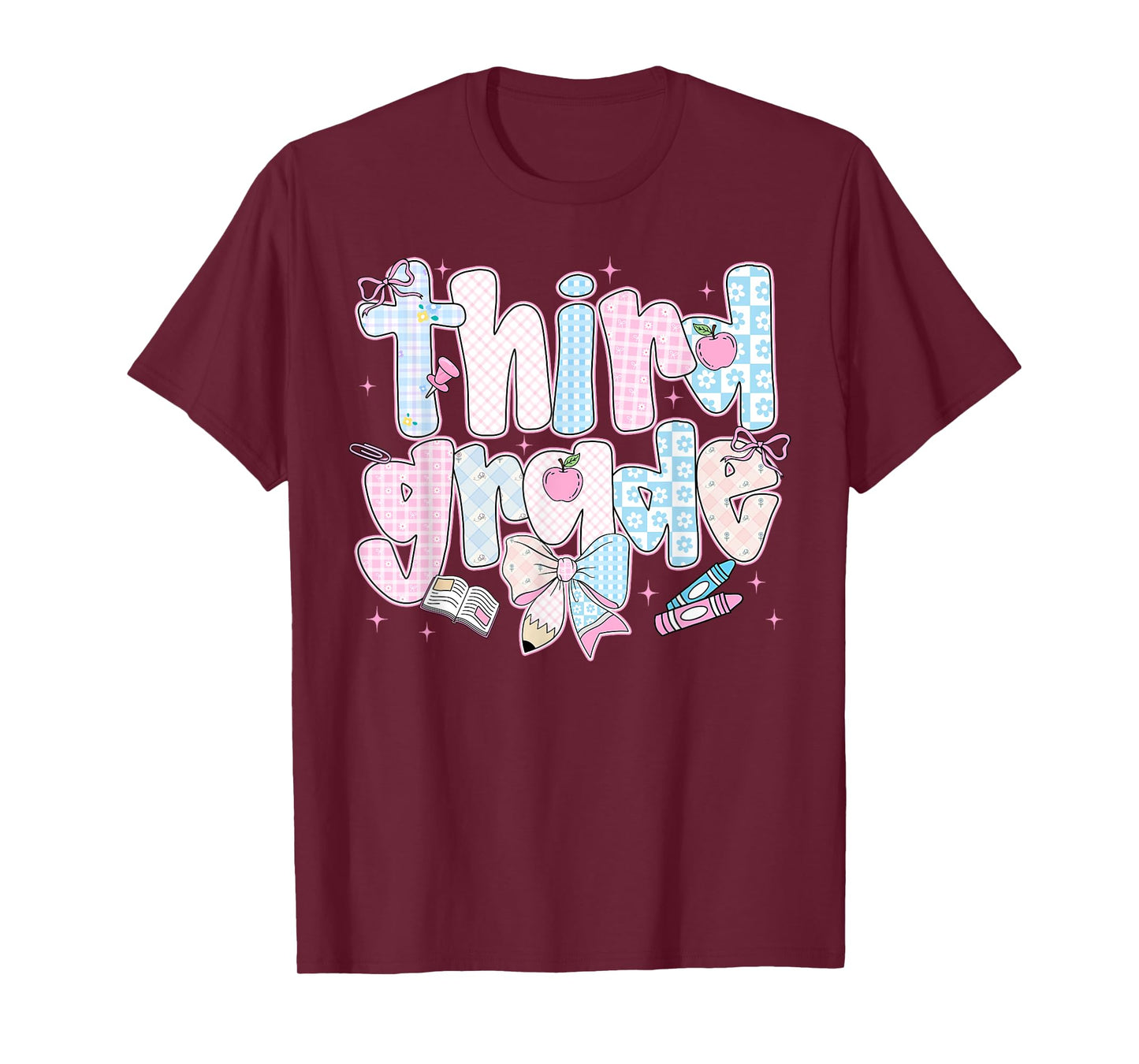 Back To School Third Grade Coquette Pencil Bow First Day T-Shirt