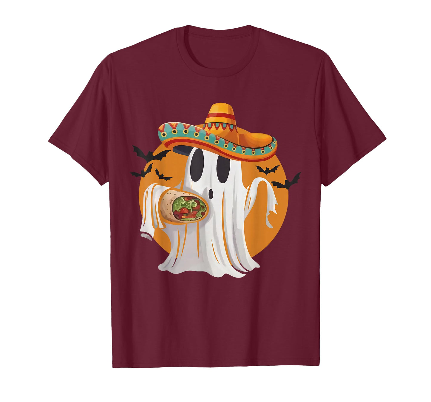 Funny Ghost Sombrero Spooky Burrito Lover Mexican Halloween T-Shirt