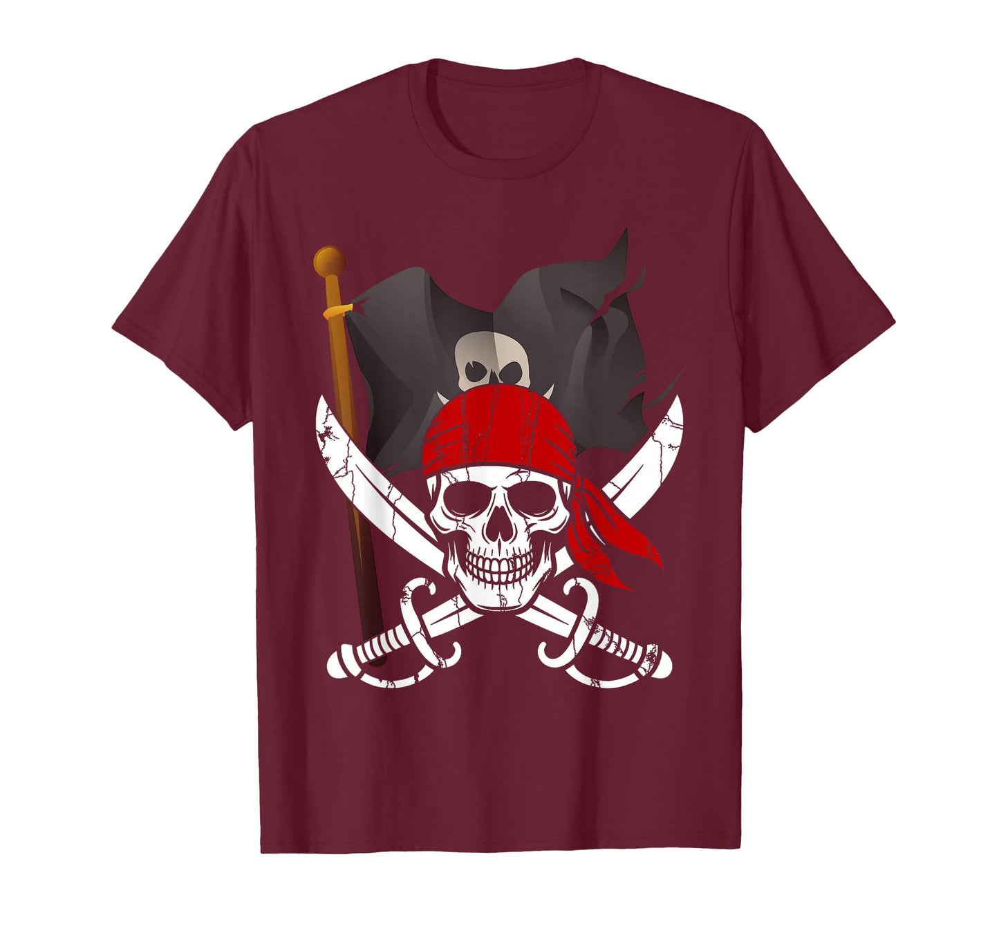 Skull Crossbones Skeleton Jolly Roger Flag Halloween T-Shirt