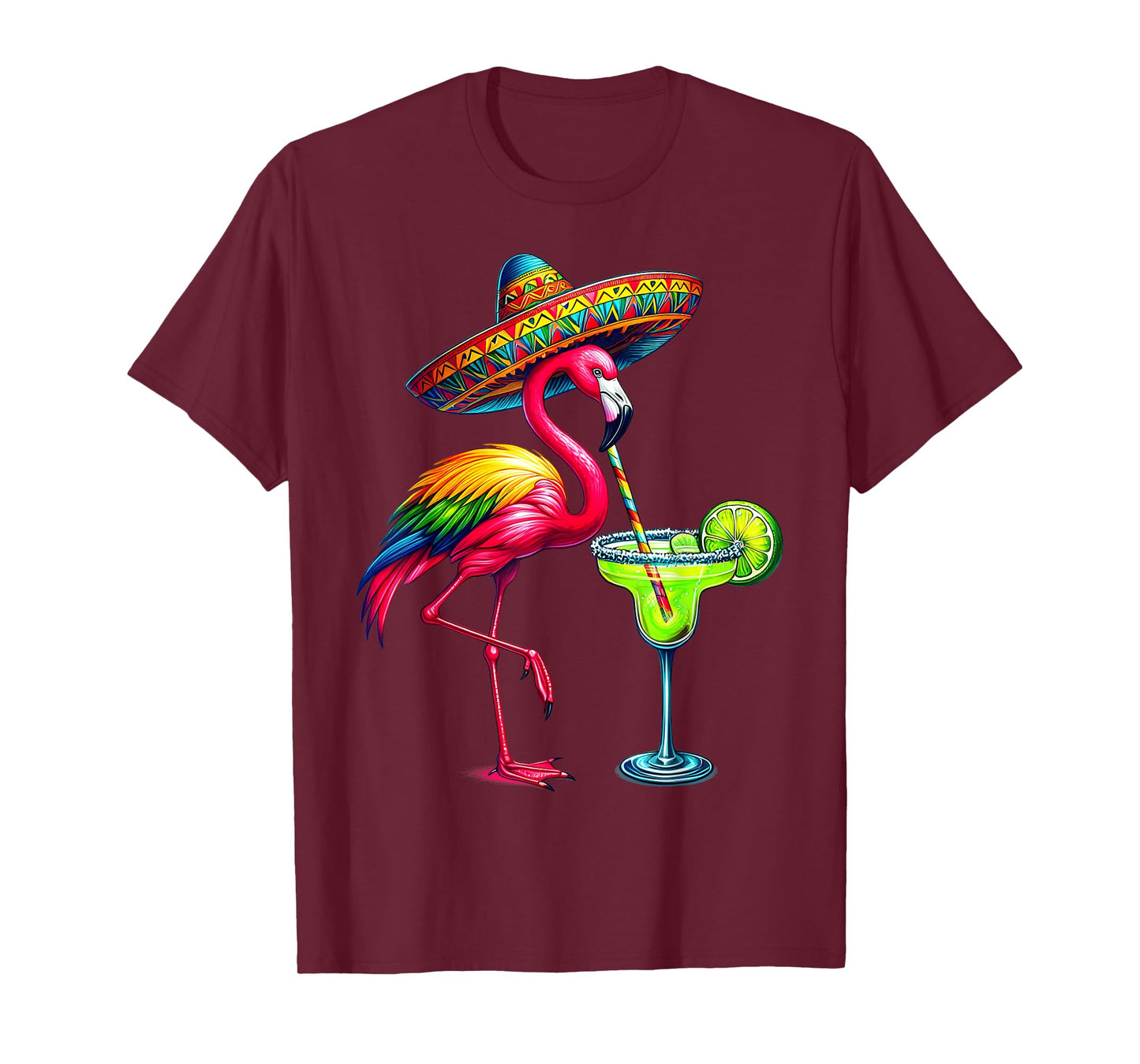 Cinco De Mayo Flamingo Drinking Margarita Mexican Poncho T-Shirt