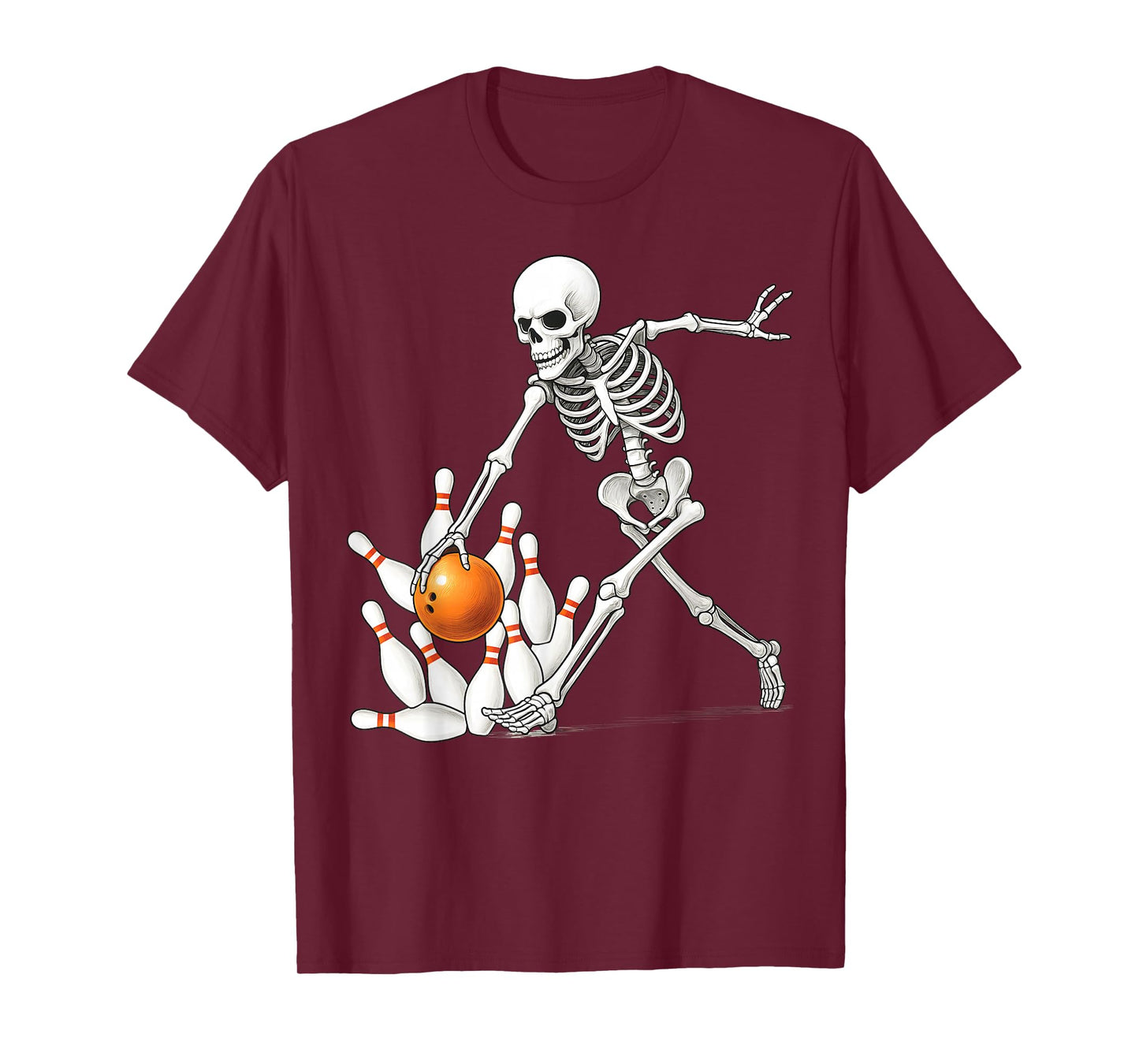 Skeleton Bowling Ball pins Bowling Halloween Costume Boys T-Shirt