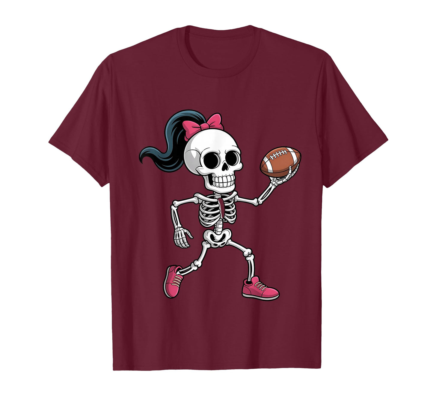 Skeleton Football Halloween Costume Funny Women Girls Kids T-Shirt