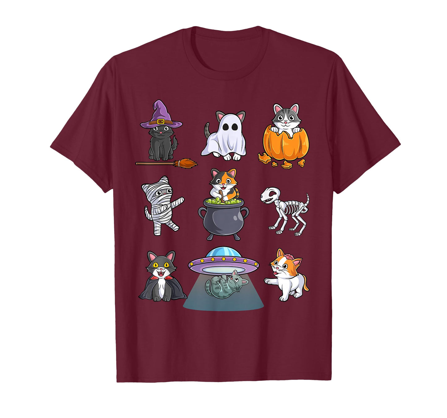Cats Halloween Spooky Holiday Cat Lover Men Women Kids T-Shirt