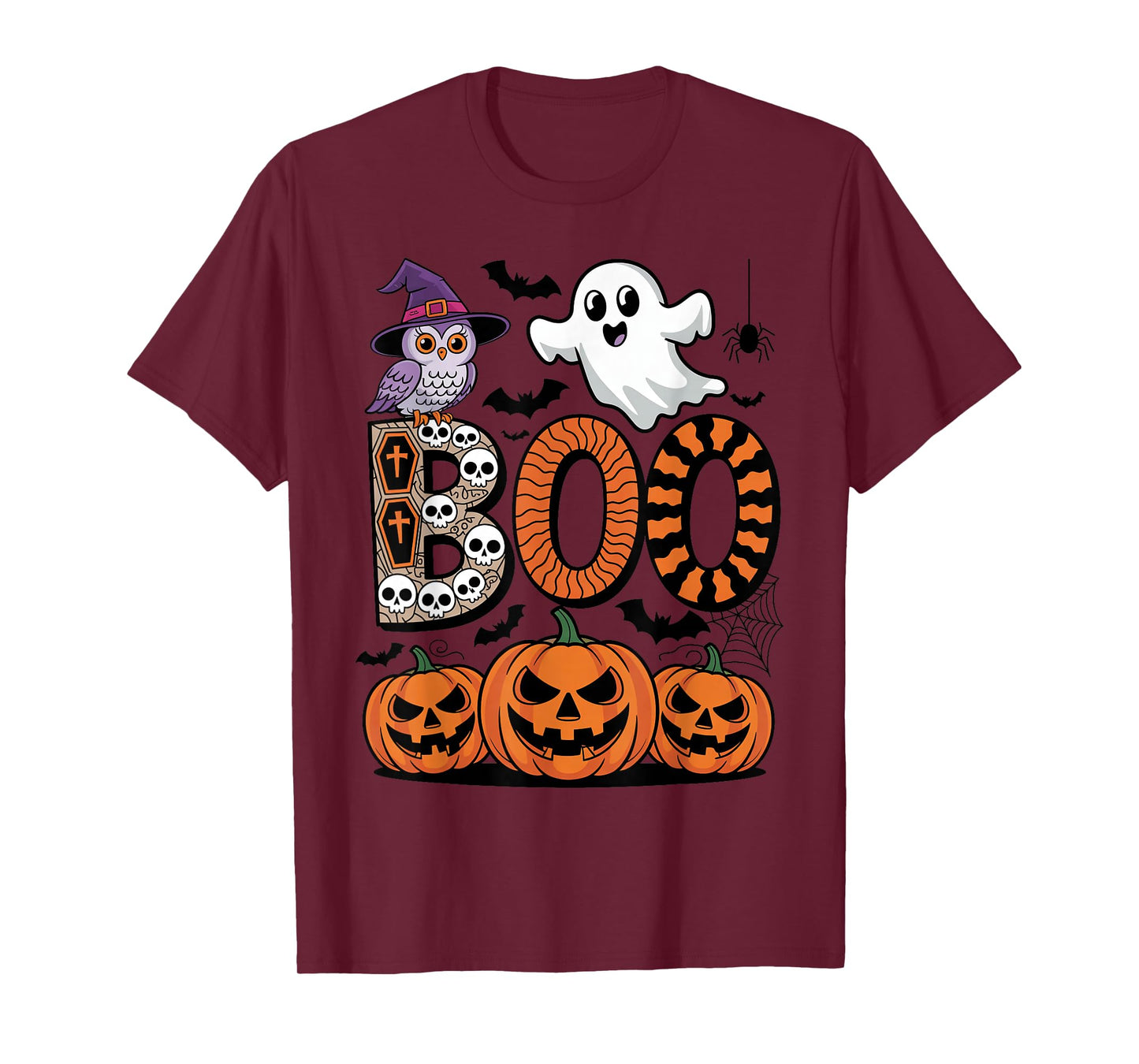 Boo Ghost Halloween Trick or Treat Funny Owl Witch Costume T-Shirt