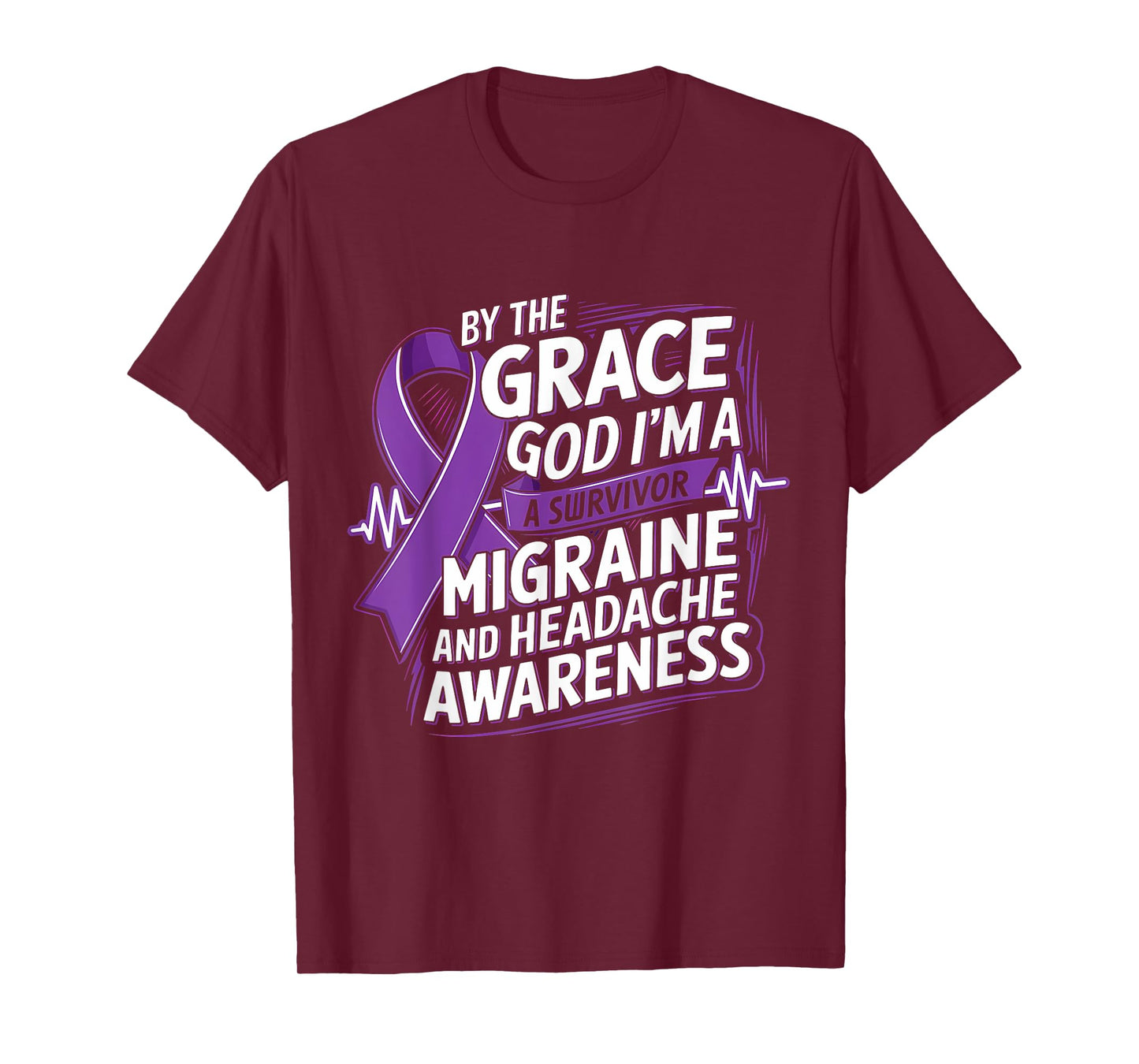Migraine And Headache Awareness I'm A Survivor Purple Ribbon T-Shirt