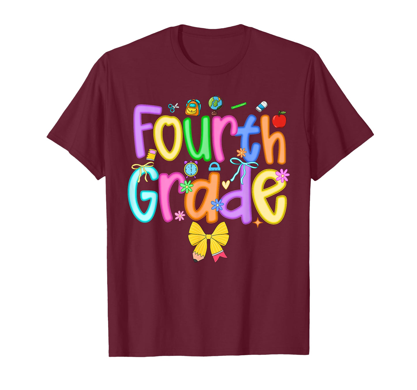 Back To School Fourth Grade Girls Bow 4th Grade Teacher Kids T-Shirt