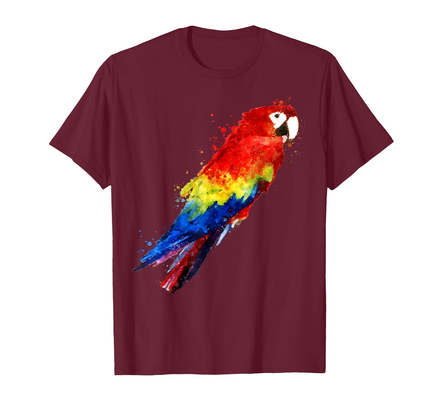 Colourful Scarlet Red Macaw Parrot Bird Painting of Watercolour T-Shirt