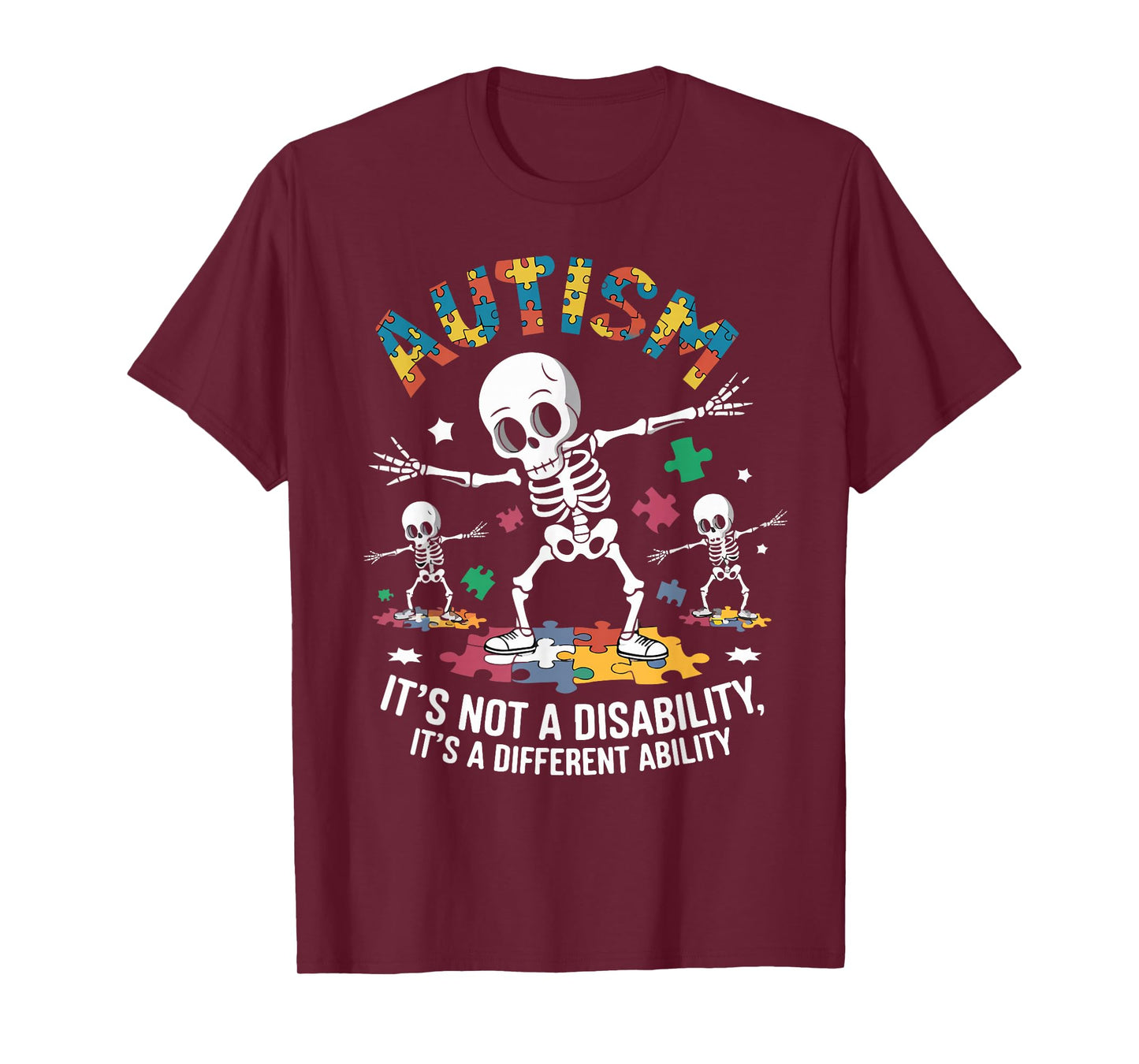Autism Skeleton Dabbing Autistic Kids Autism Awareness T-Shirt