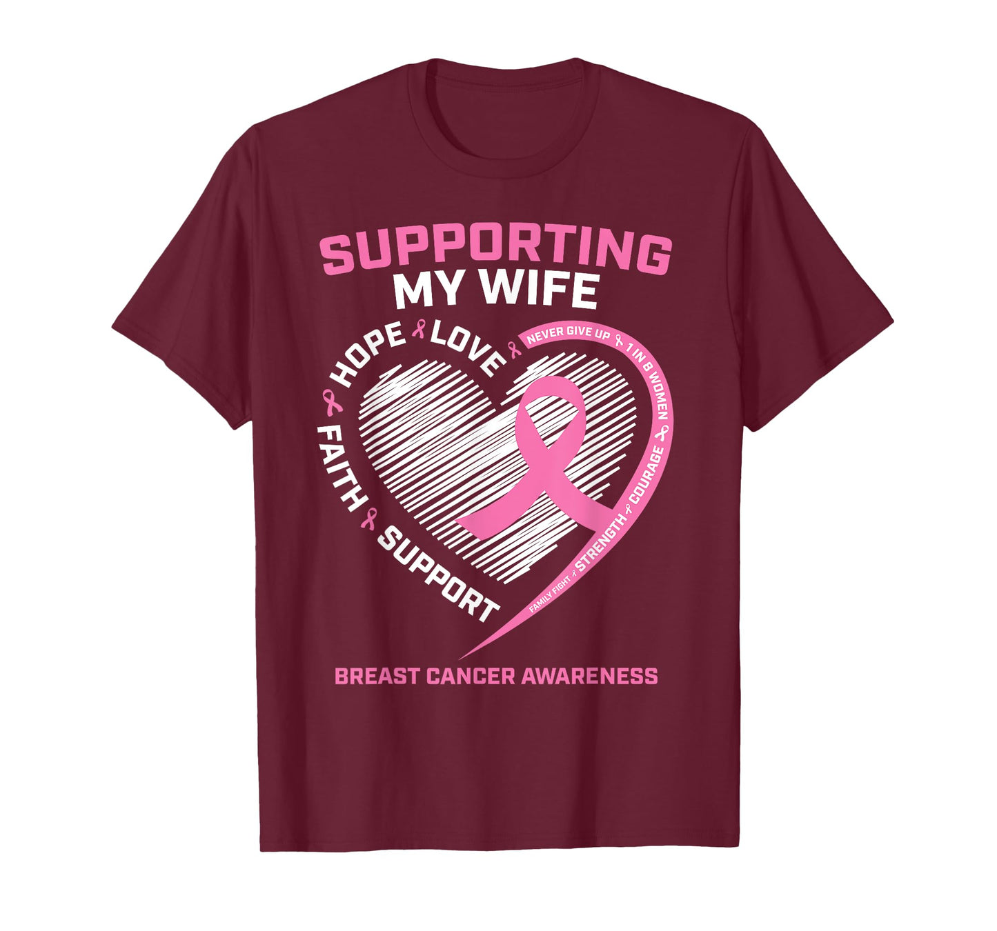 I Wear Pink For My Wife Breast Cancer Awareness Husband Men T-Shirt