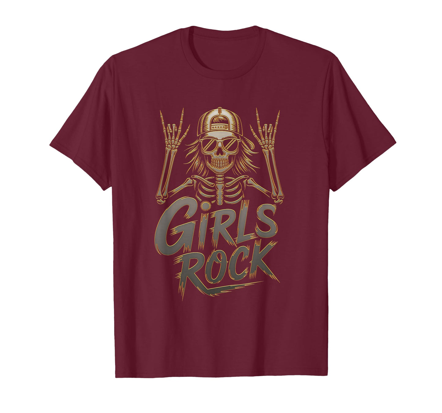 Girls Rock'n Roll Girl Skeleton Rocker Music Rock Halloween T-Shirt