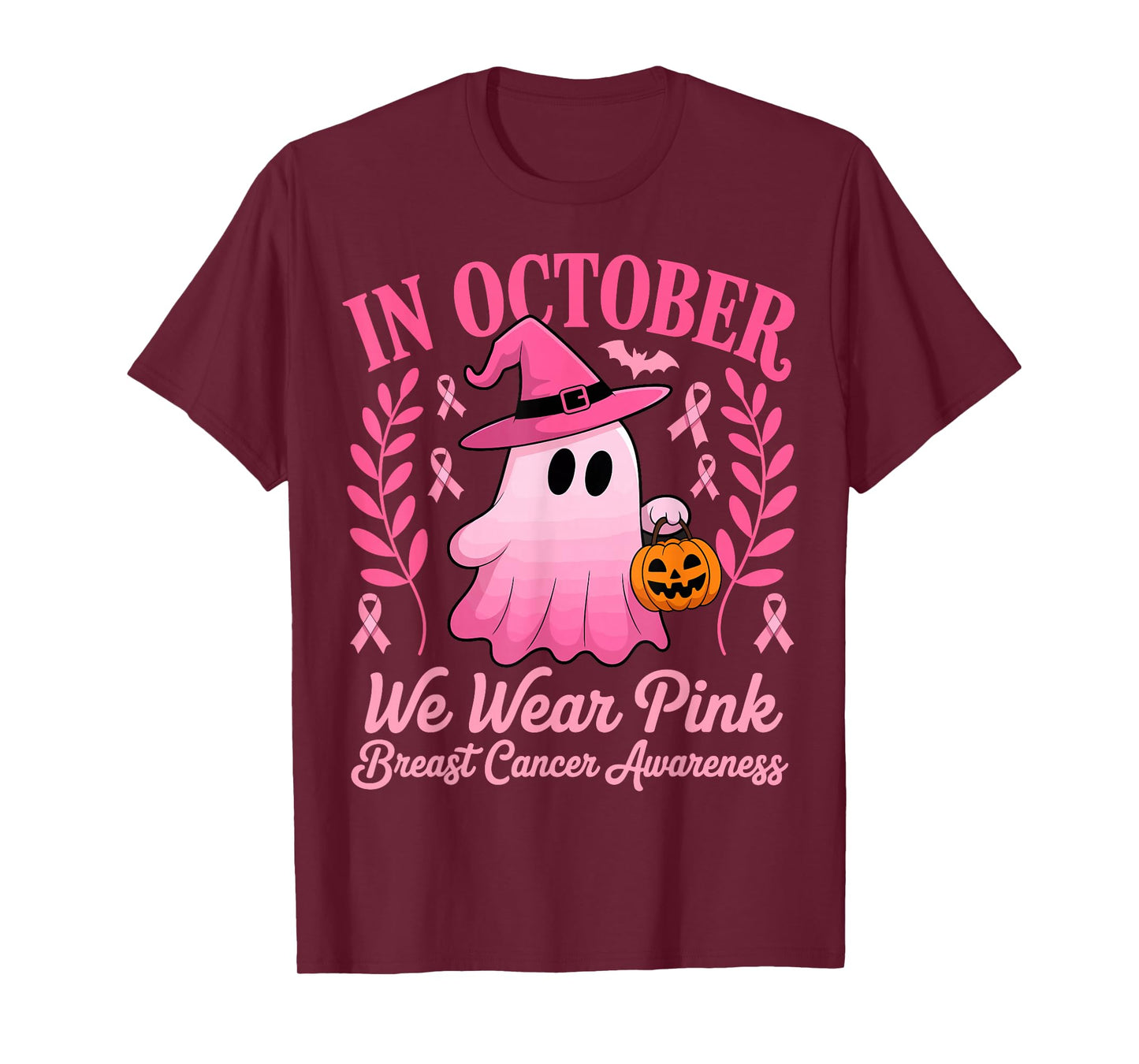 Breast Cancer Women Halloween in October We Wear Pink T-Shirt