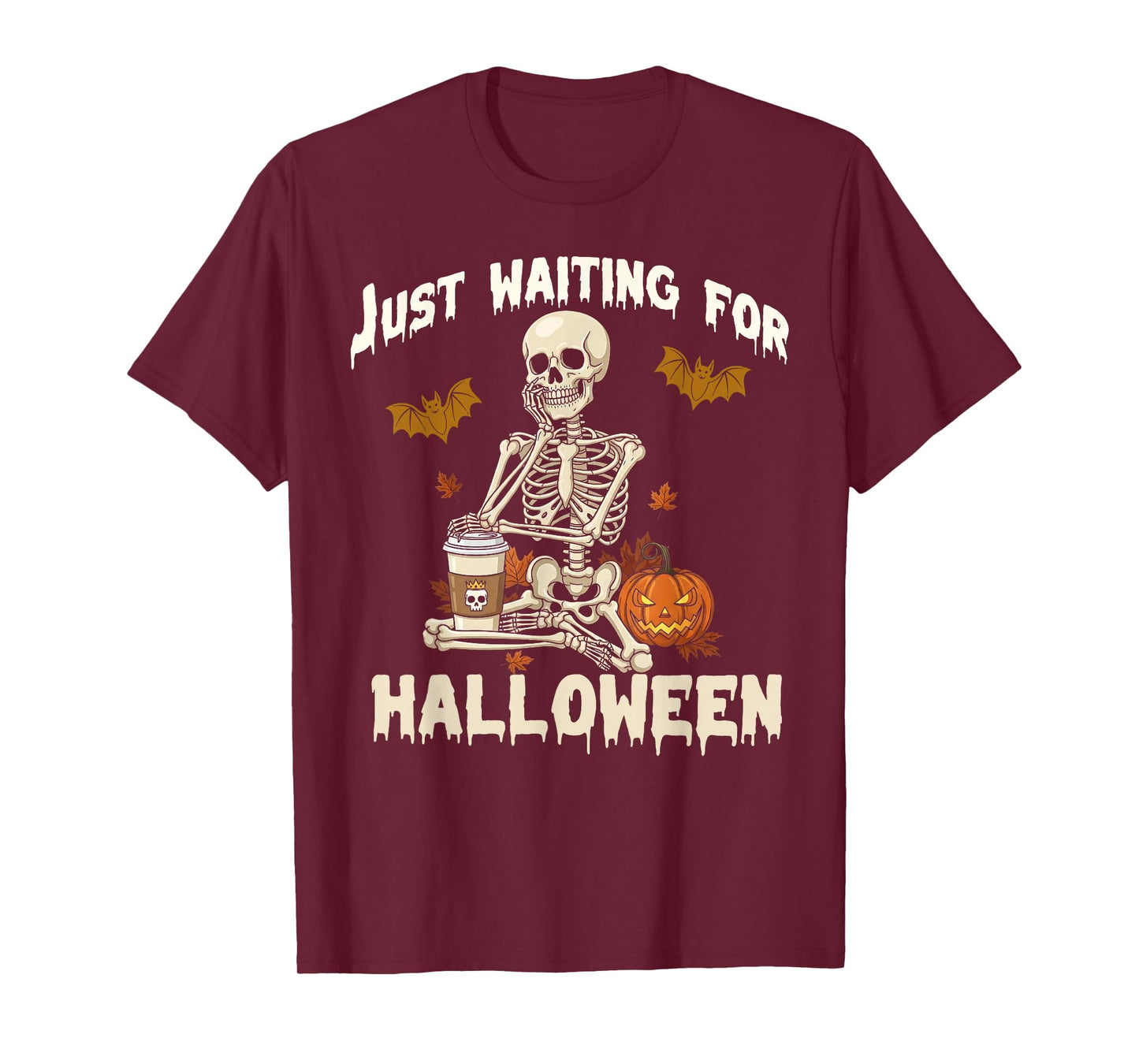 Skeleton Spooky Vibe Summer Funny just Waiting for Halloween T-Shirt
