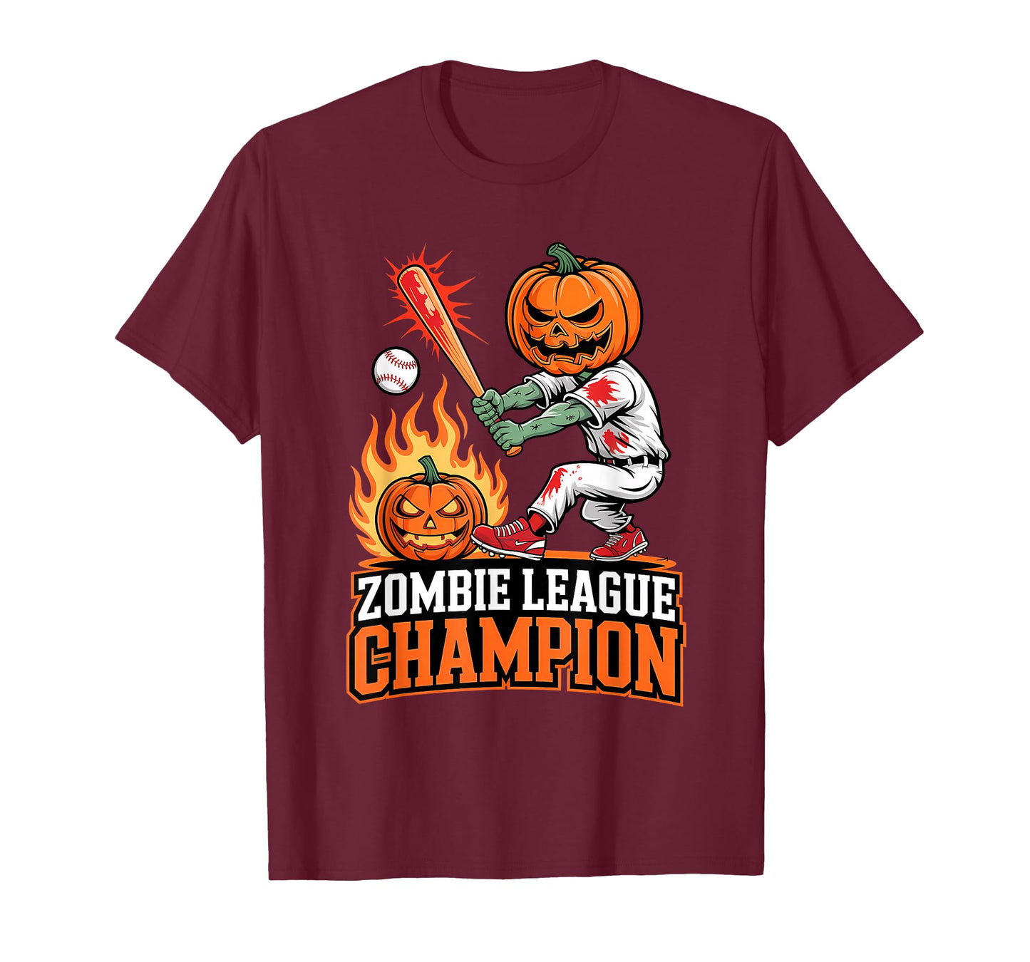 Zombie League Champion Funny Baseball Zombies Halloween T-Shirt