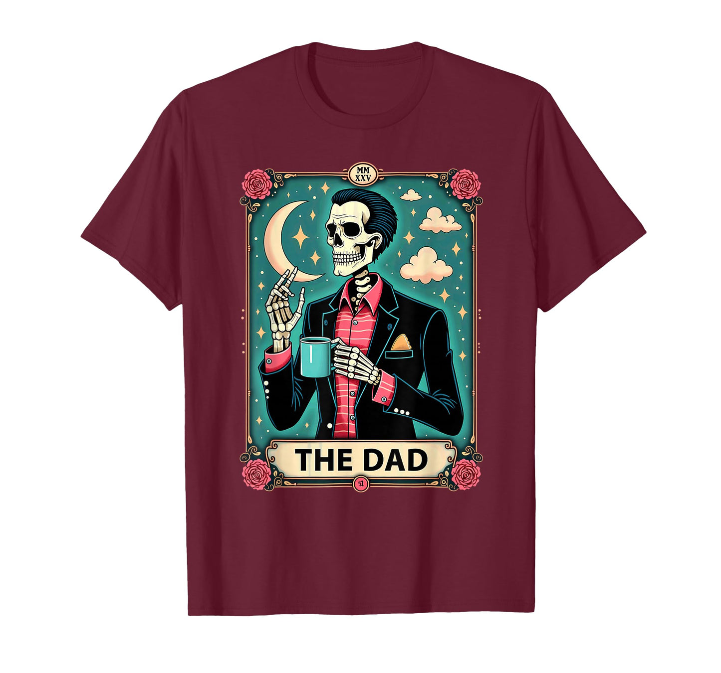 Retro Witch Dad Tarot Card Skeleton Halloween T-Shirt