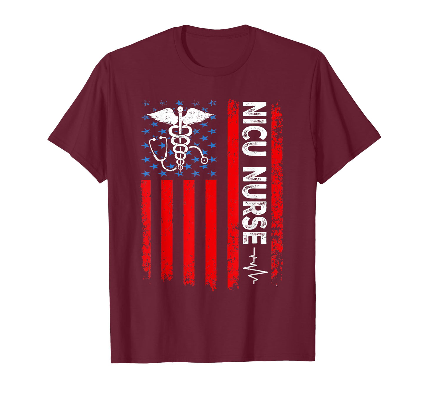 NICU Nurse American Flag Patriotic NICU Nurse 4th Of July T-Shirt for Women Men