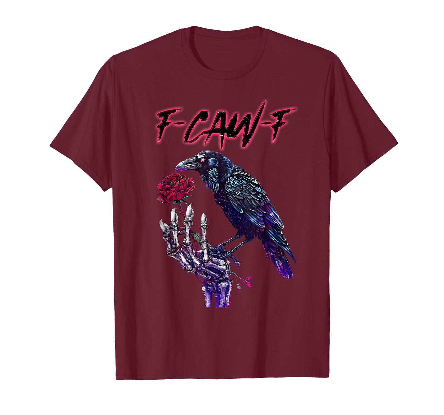 F-Caw-F Funny Raven Black Crow Spooky Season Halloween Retro T-Shirt