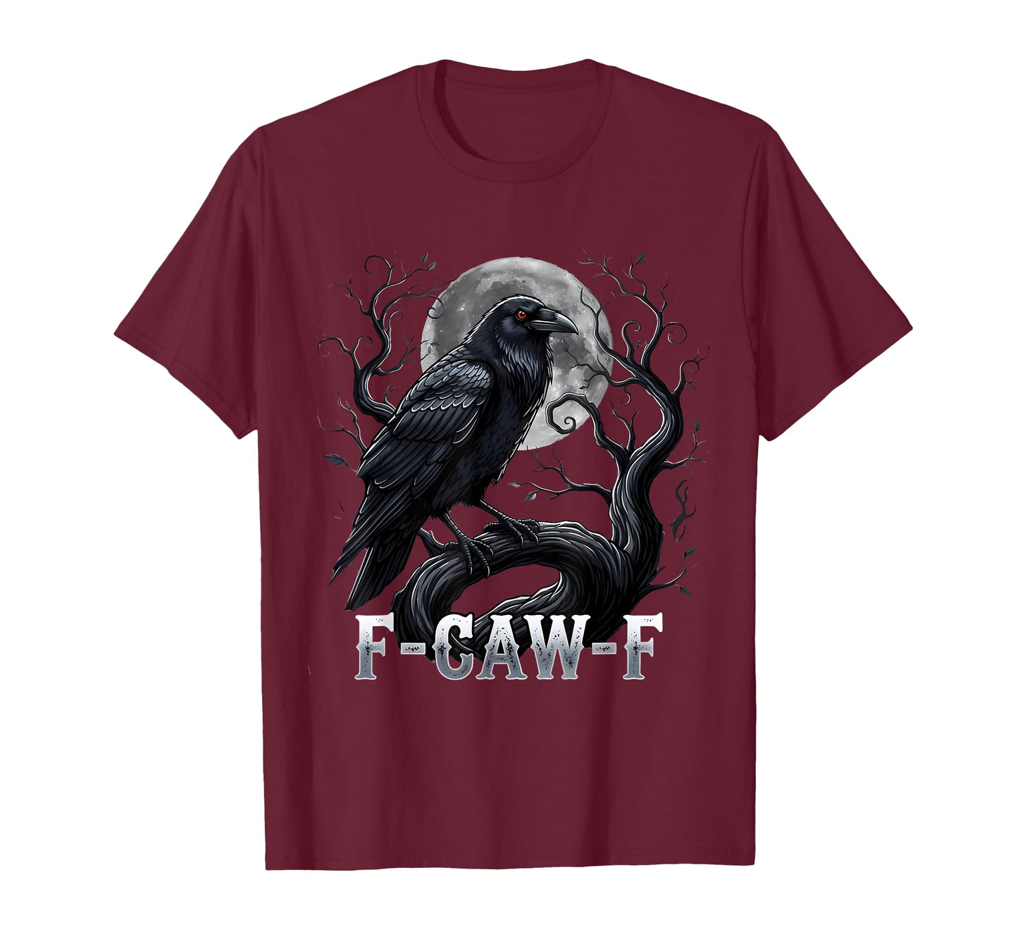 F-Caw-F Black Crow Bird Retro Vintage Gothic Moon T-Shirt