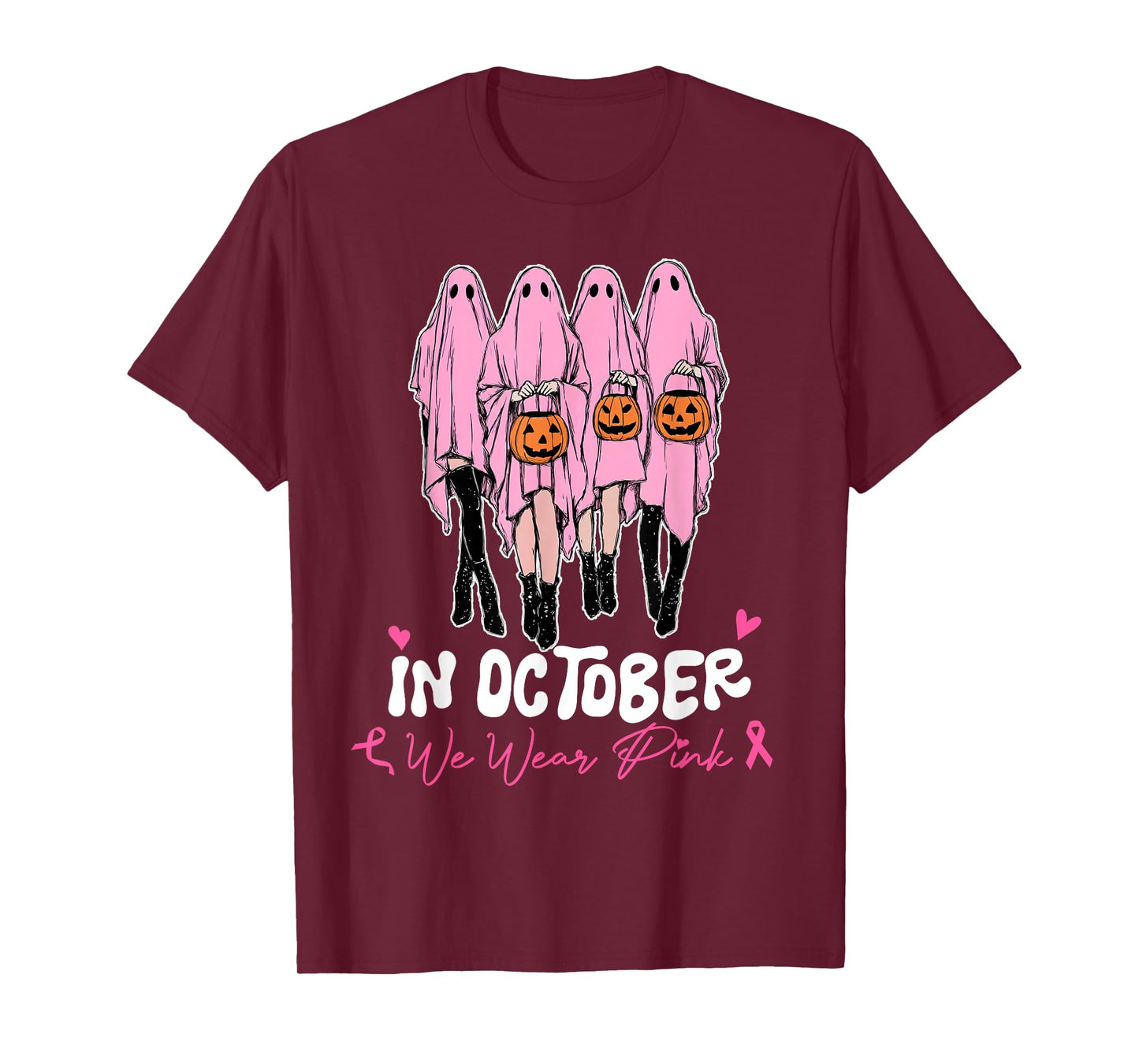 Breast Cancer Women Halloween in October We Wear Pink T-Shirt