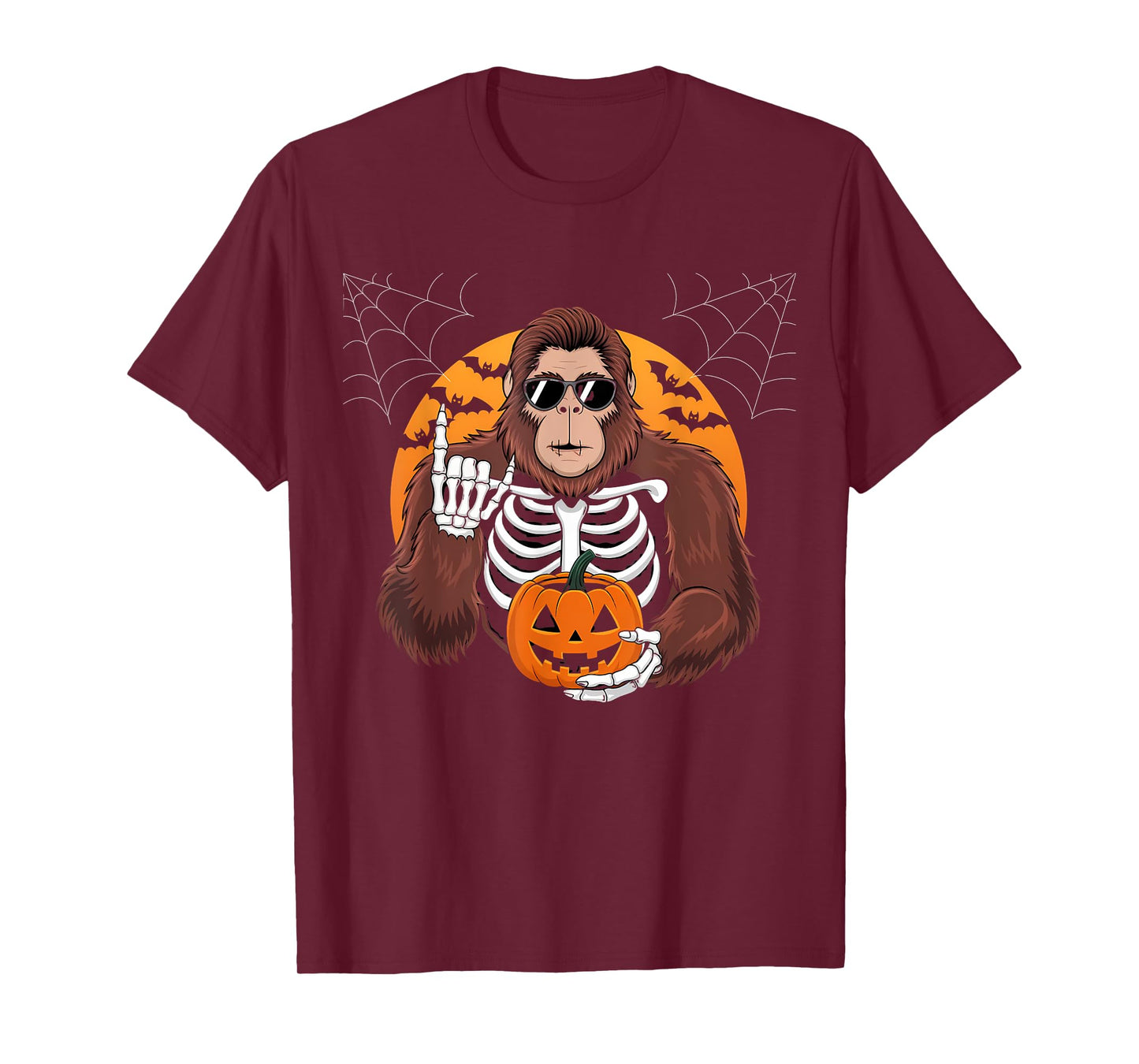 Spooky Bigfoot Jack O Lantern Skeleton Funny Halloween T-Shirt