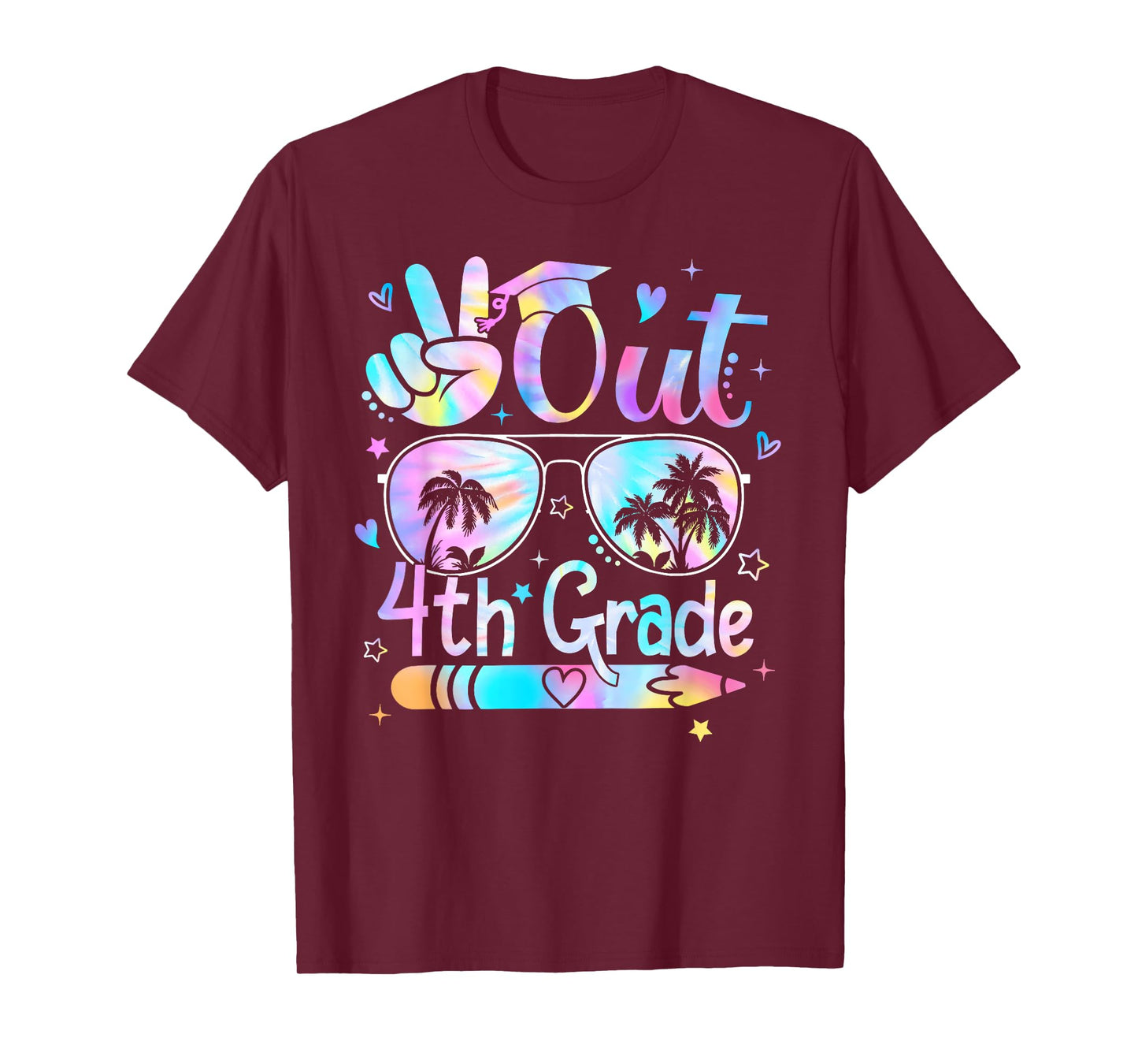 Peace Out Fourth Grade Cute Tie Dye Last Day Of 4th Grade T-Shirt