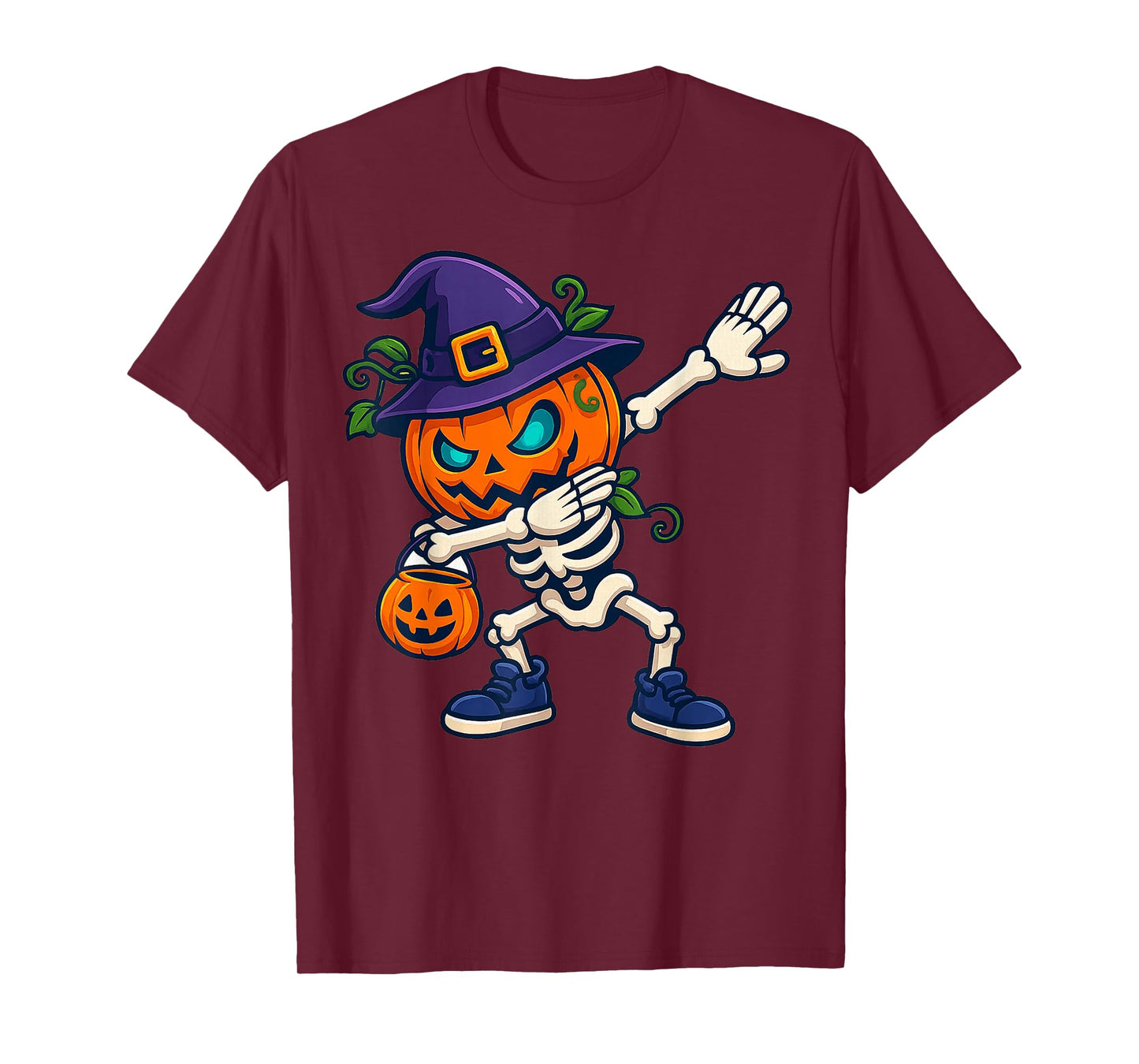 Halloween Boys Dabbing Skeleton Scary Pumpkin Jack O Lantern T-Shirt