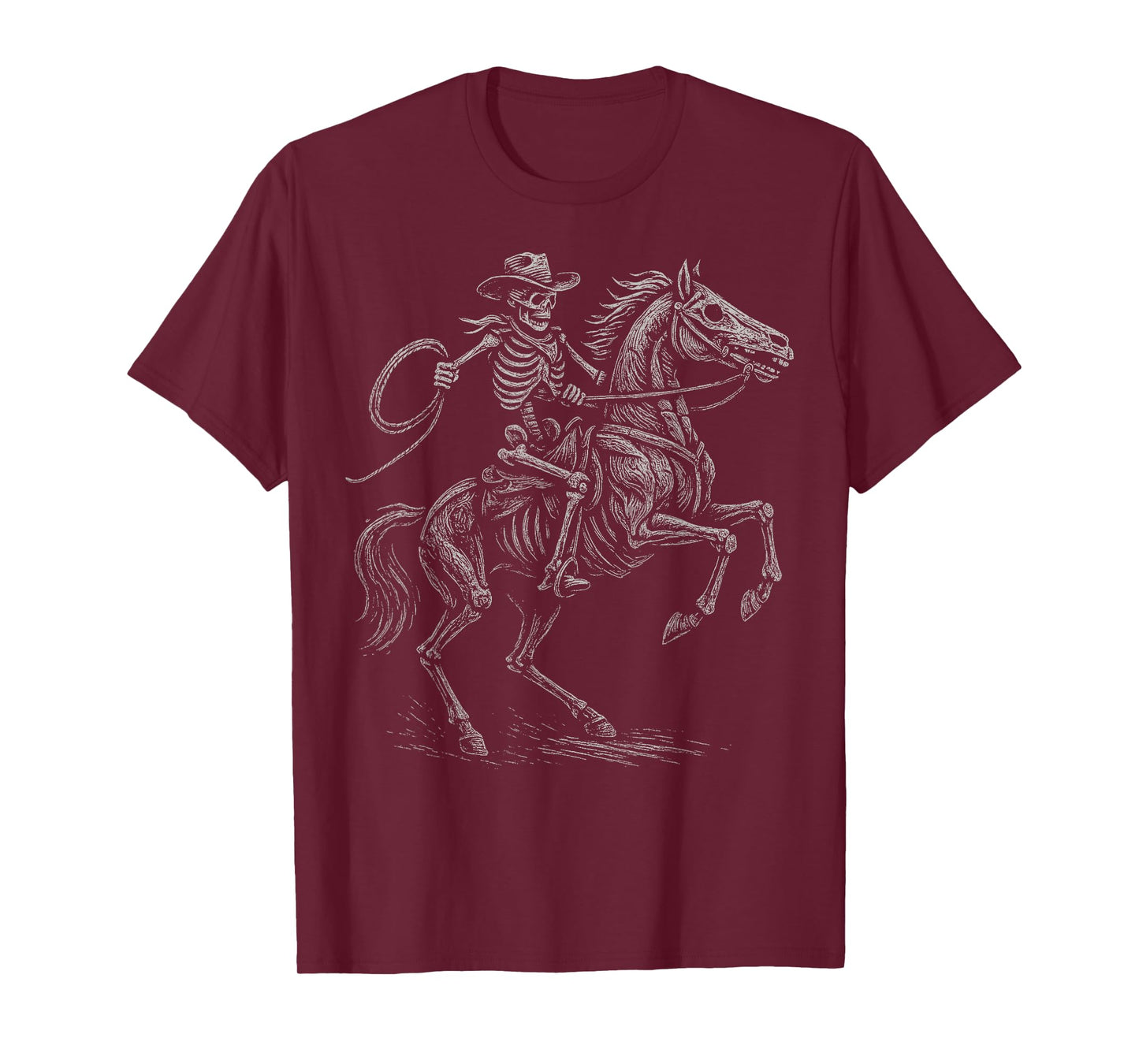 Skeleton Cowboy Horse Western Gothic Halloween Men Kids Boys T-Shirt