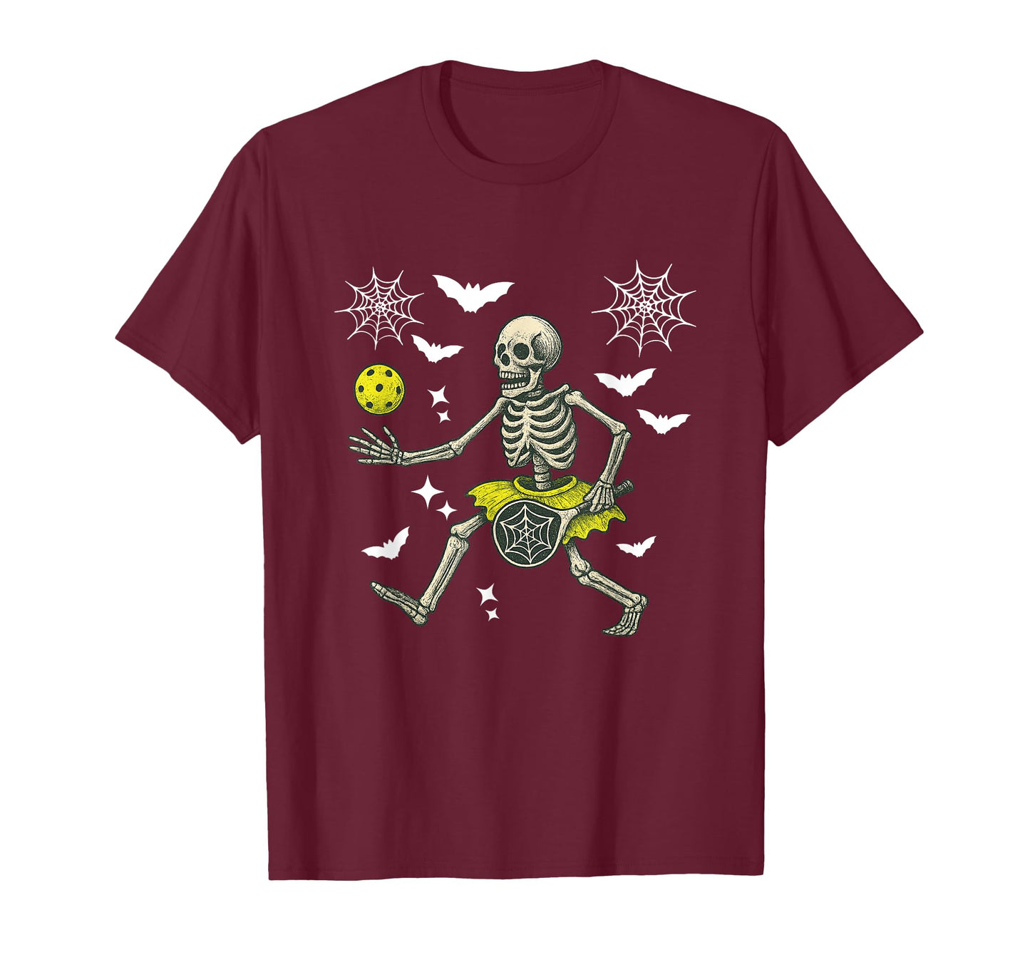 Pickleball Halloween Costume Funny Spooky Season Skeleton T-Shirt