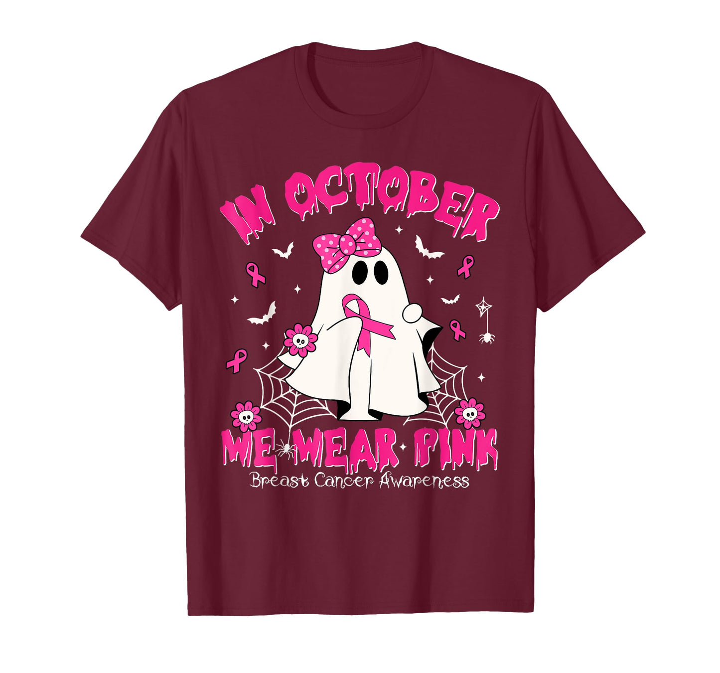 In October We Wear Pink Breast Cancer Awareness Halloween T-Shirt