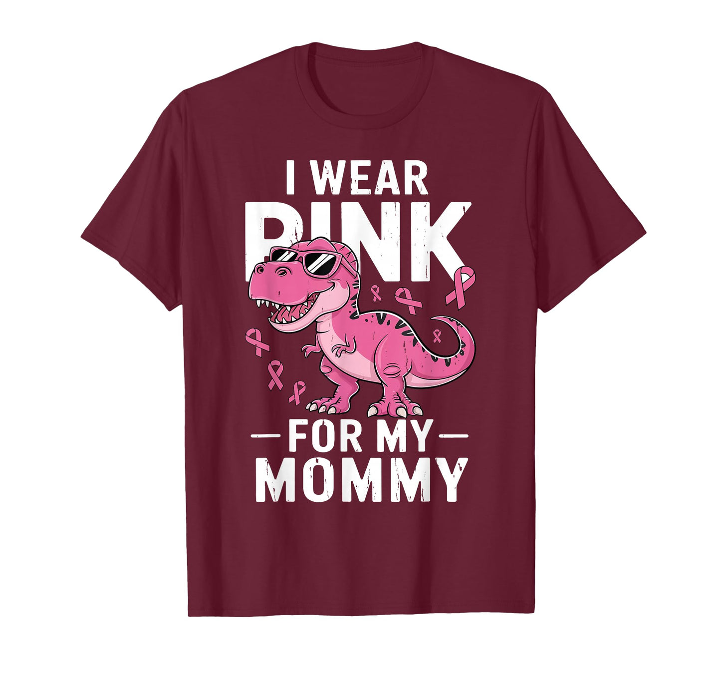 I Wear Pink for My Mommy Breast Cancer Awareness Dinosaur T-Shirt