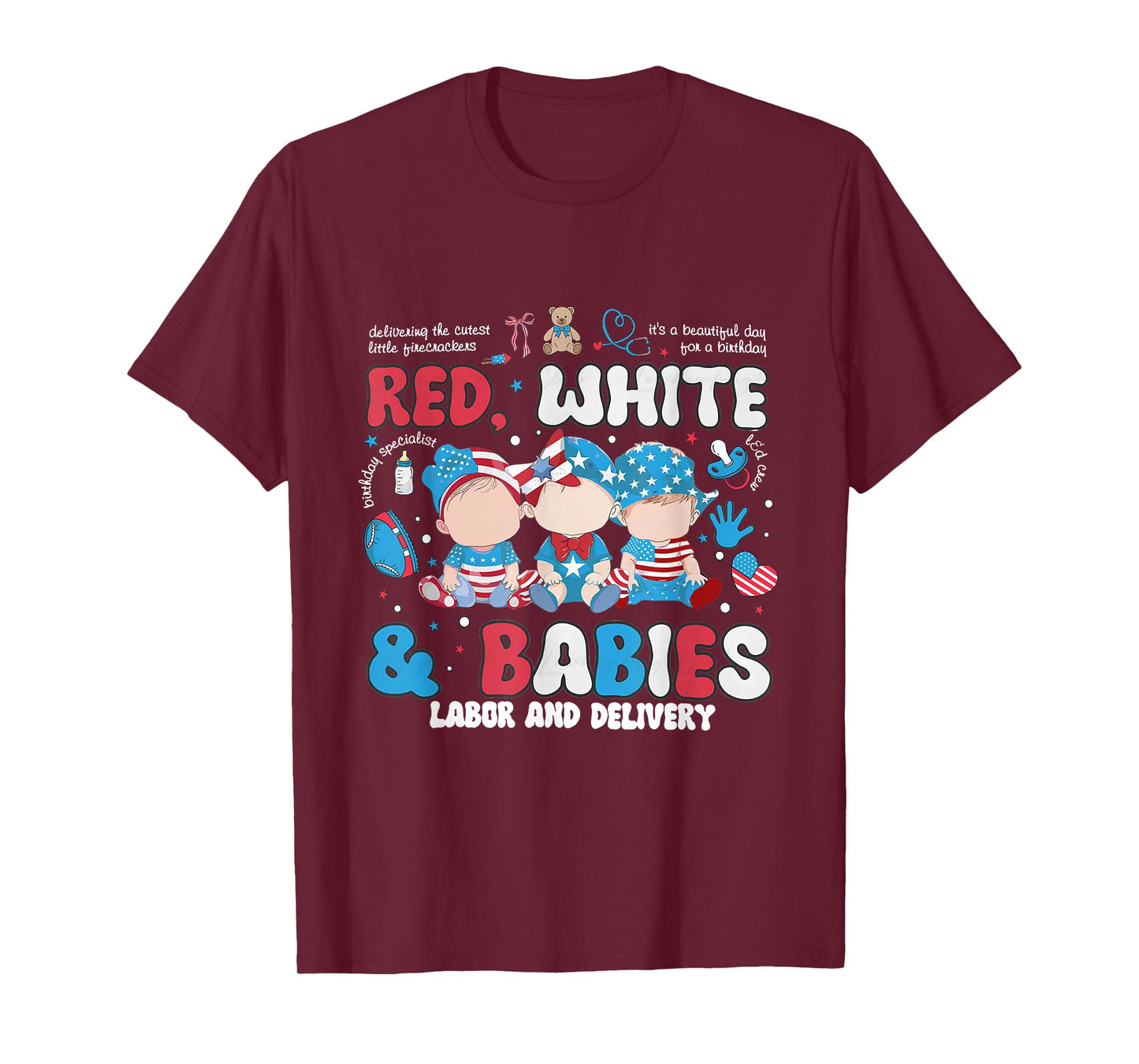 4th of July Labor and Delivery Nurse Retro Independence Day T-Shirt