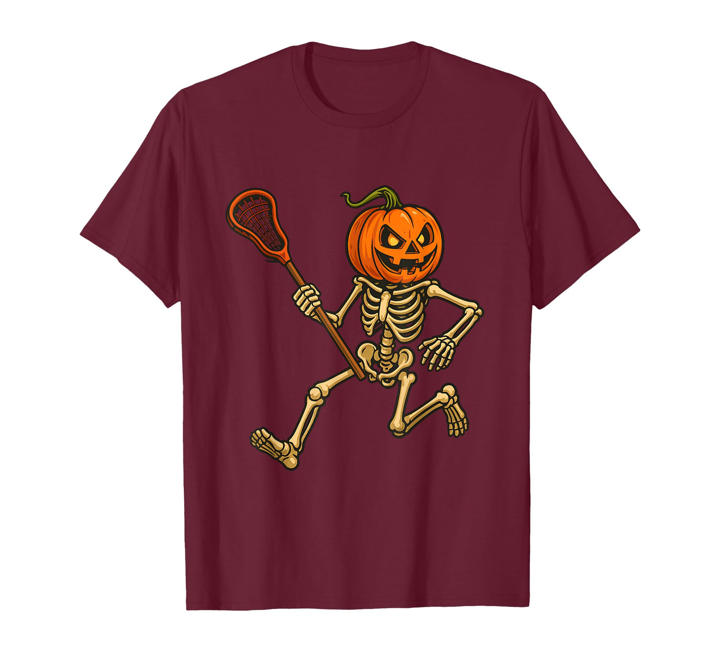 Funny Halloween Skeleton Spooky Running with Pumpkin Head T-Shirt
