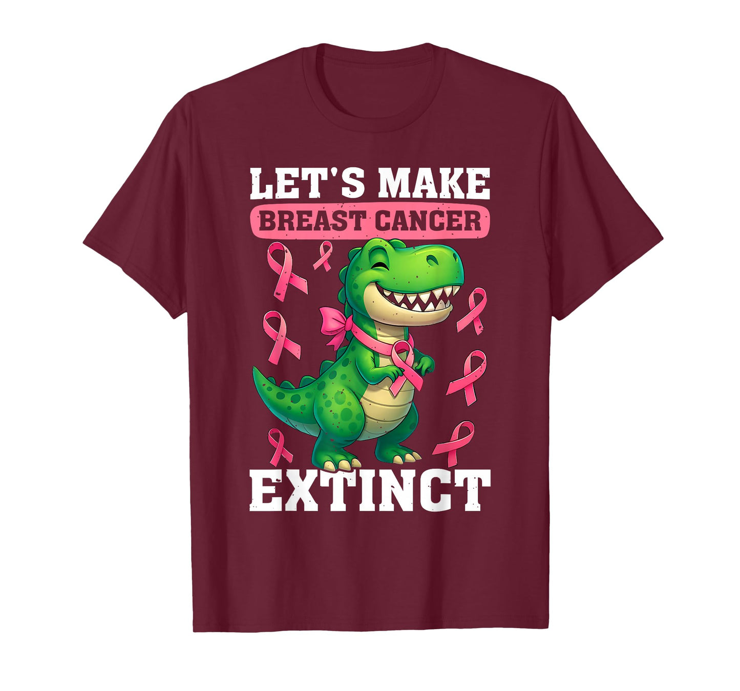 Lets Make Breast Cancer Extinct Pink Dinosaur Kids Boys Girl T-Shirt