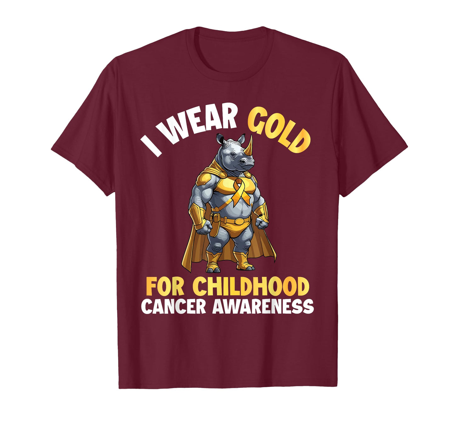 Rhino I Wear Gold For Childhood Cancer Awareness Supporter T-Shirt