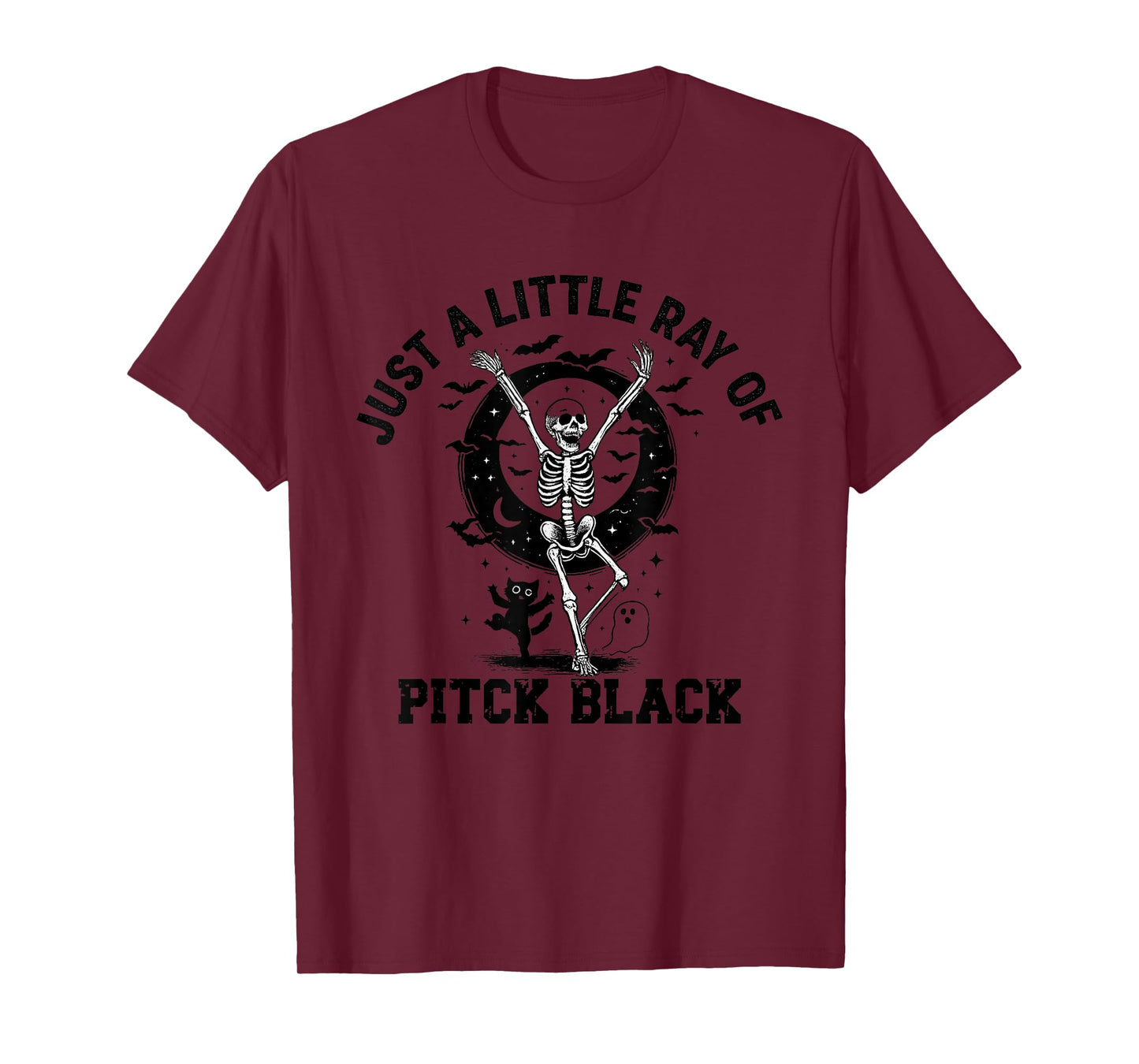 Just A Little Ray of Pitck Black Skeleton Cat Ghost T-Shirt