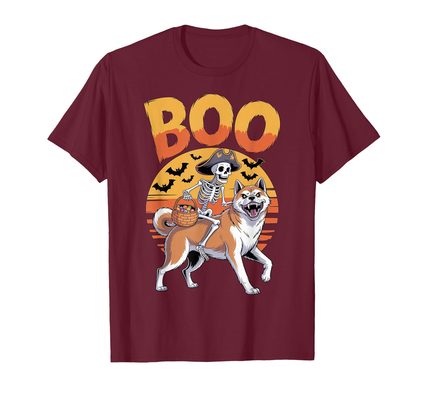 Spooky Akita Costume on Boo Akita Halloween T-Shirt