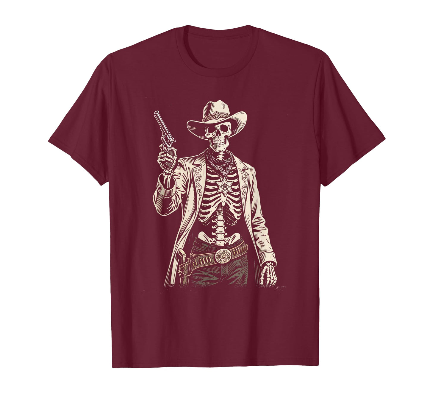 Cowboy Skeleton Western Halloween Aesthetic Men Women Kids T-Shirt