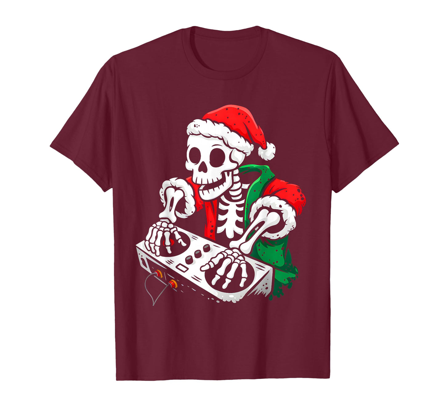 Skeleten Playing Dj Funny Halloween Costume Boys Kids T-Shirt