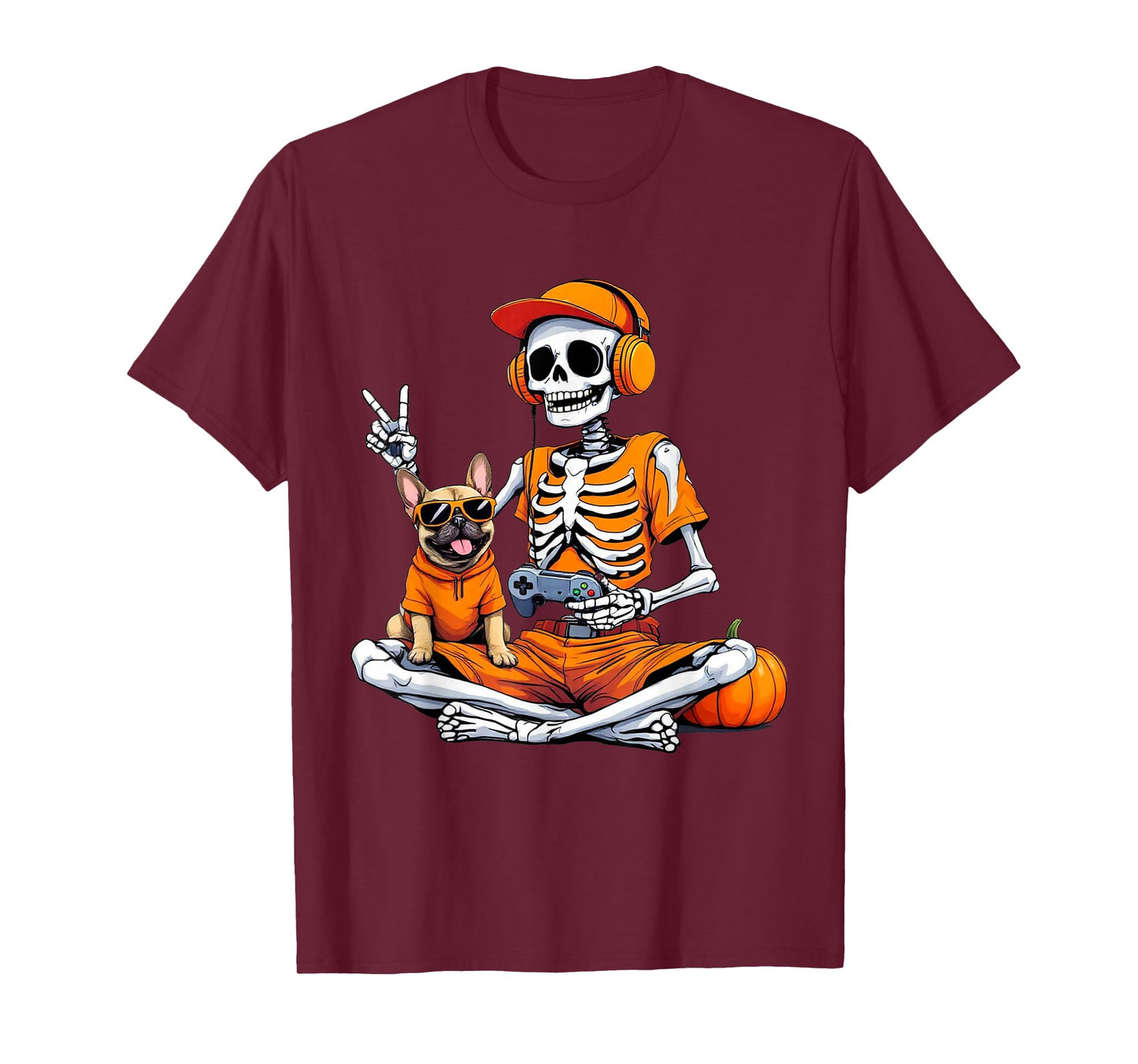 Halloween Skeleton Gamer Video Gaming Boys Men Kids Tees T-Shirt
