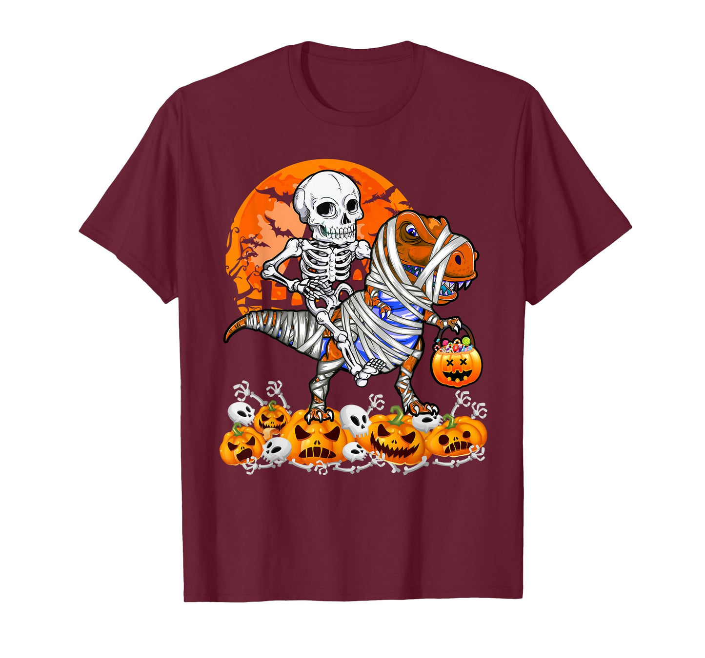 Halloween Dinosaur T rex Mummy Pumpkin Costume for Boys Kids T-Shirt