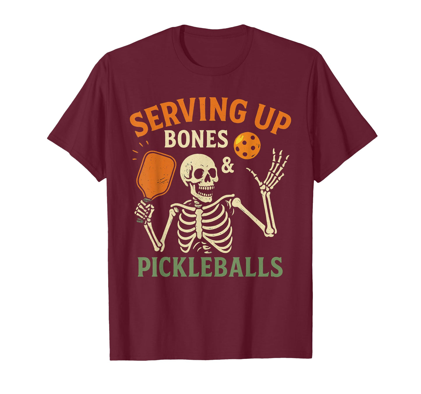 Skeleton Pickleball Shirt Serving Up Bones Tee T-Shirt