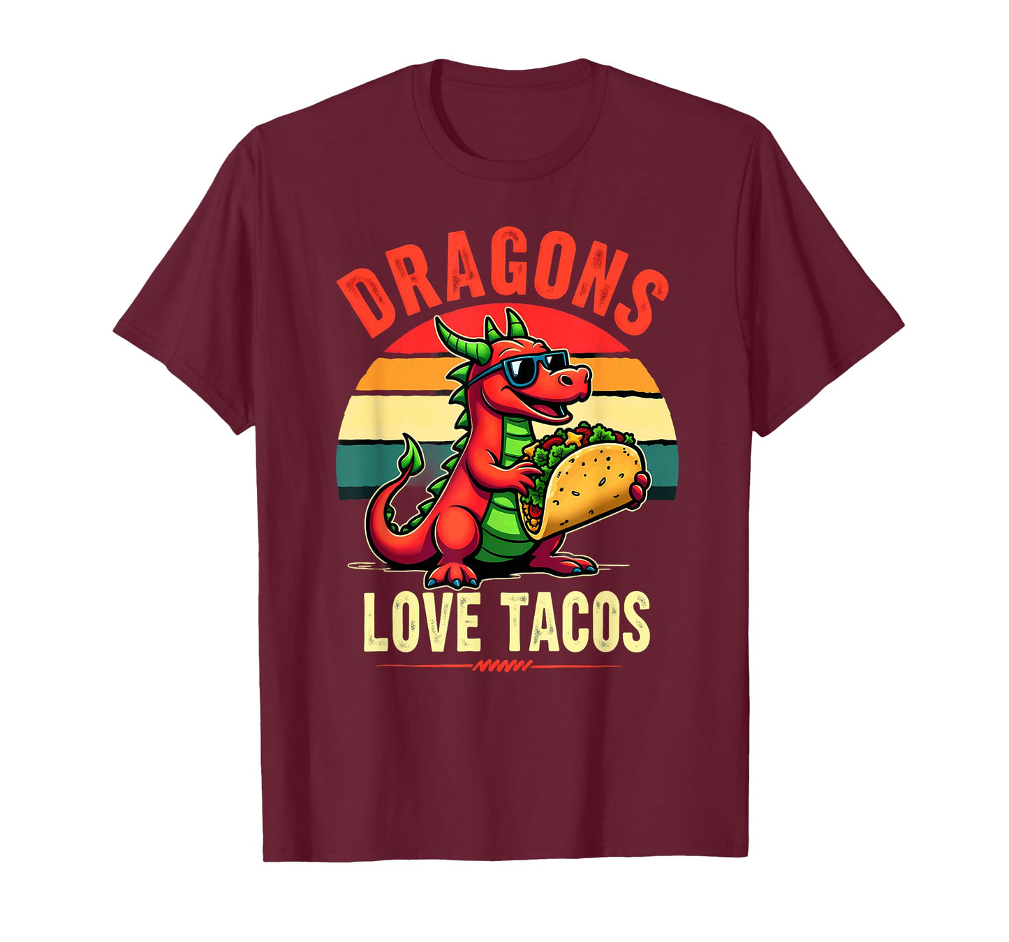 Retro Dragons Love Tacos T-Shirt