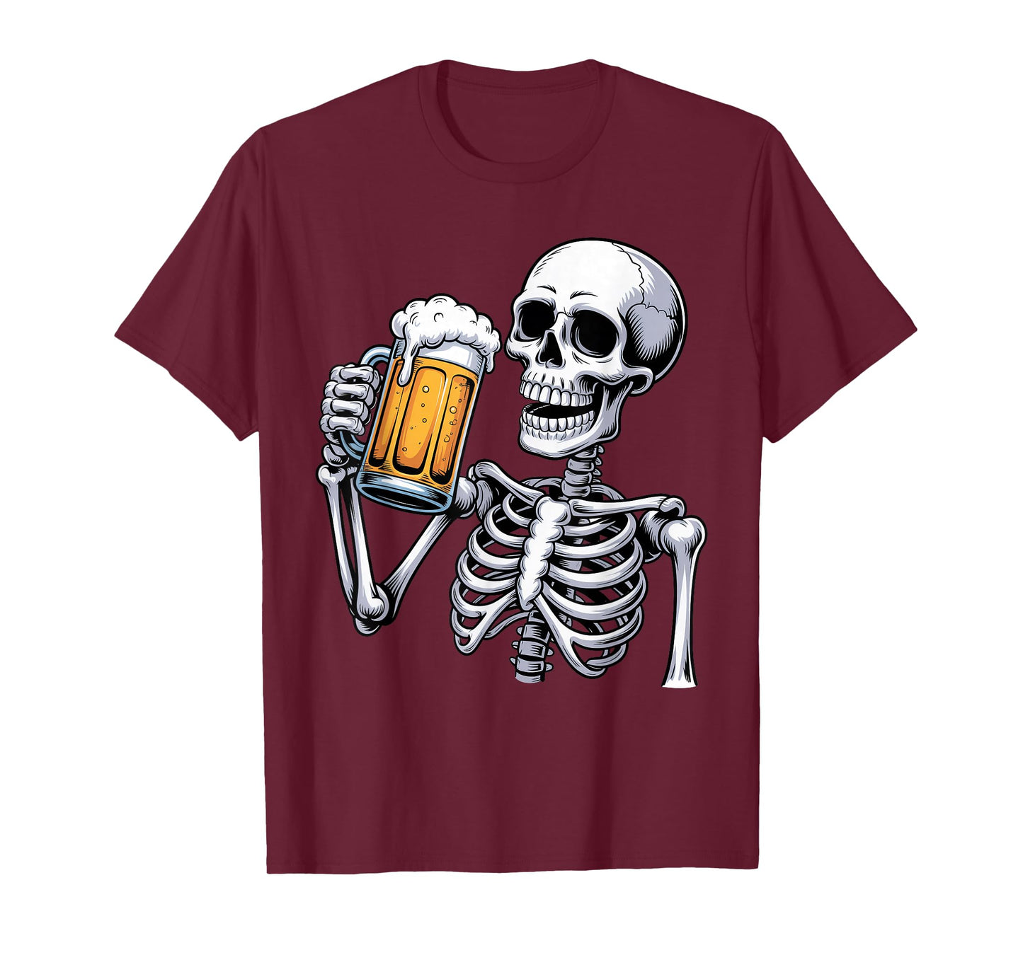Funny Halloween Costume for Men Skeleton Drinking Beer Party T-Shirt