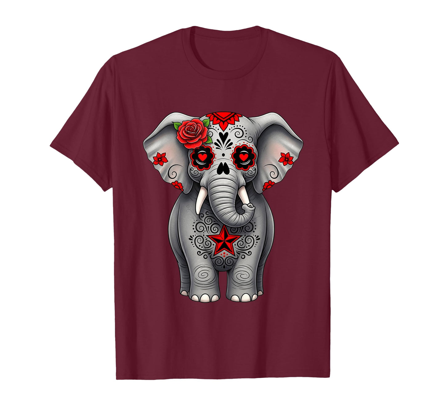 Sugar Skull Elephant Halloween Graphic T-Shirt