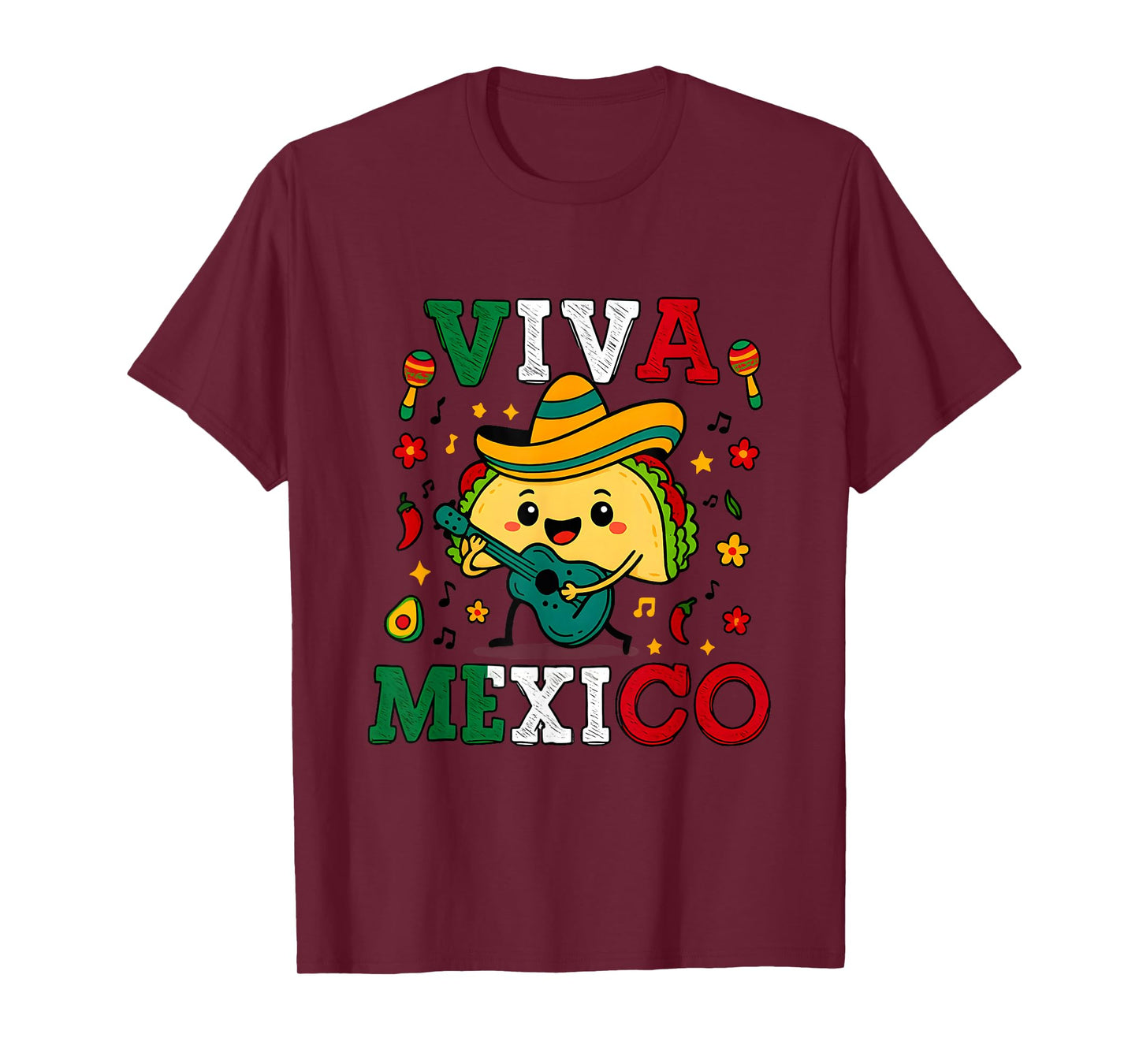 Viva Mexico Kids Women Mexican Flag Independence Day Taco T-Shirt
