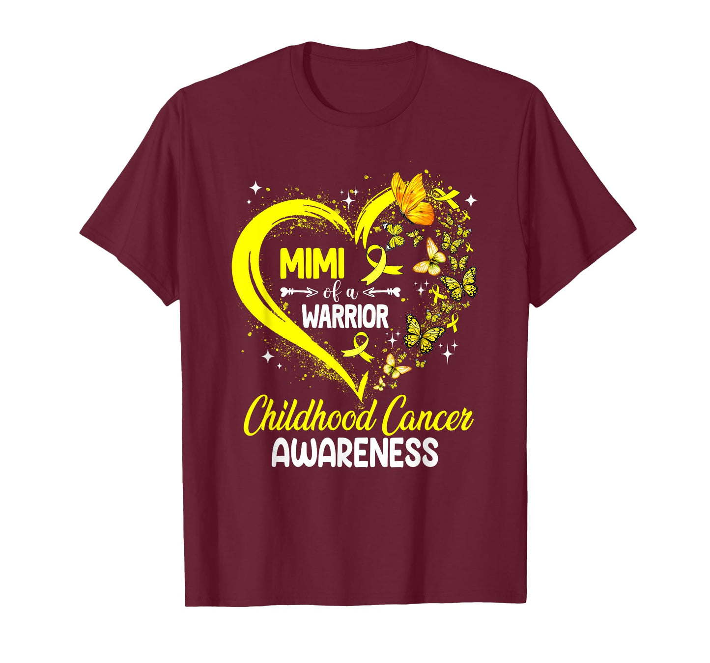 Mimi Of A Warrior Gold Heart Childhood Cancer Awareness T-Shirt
