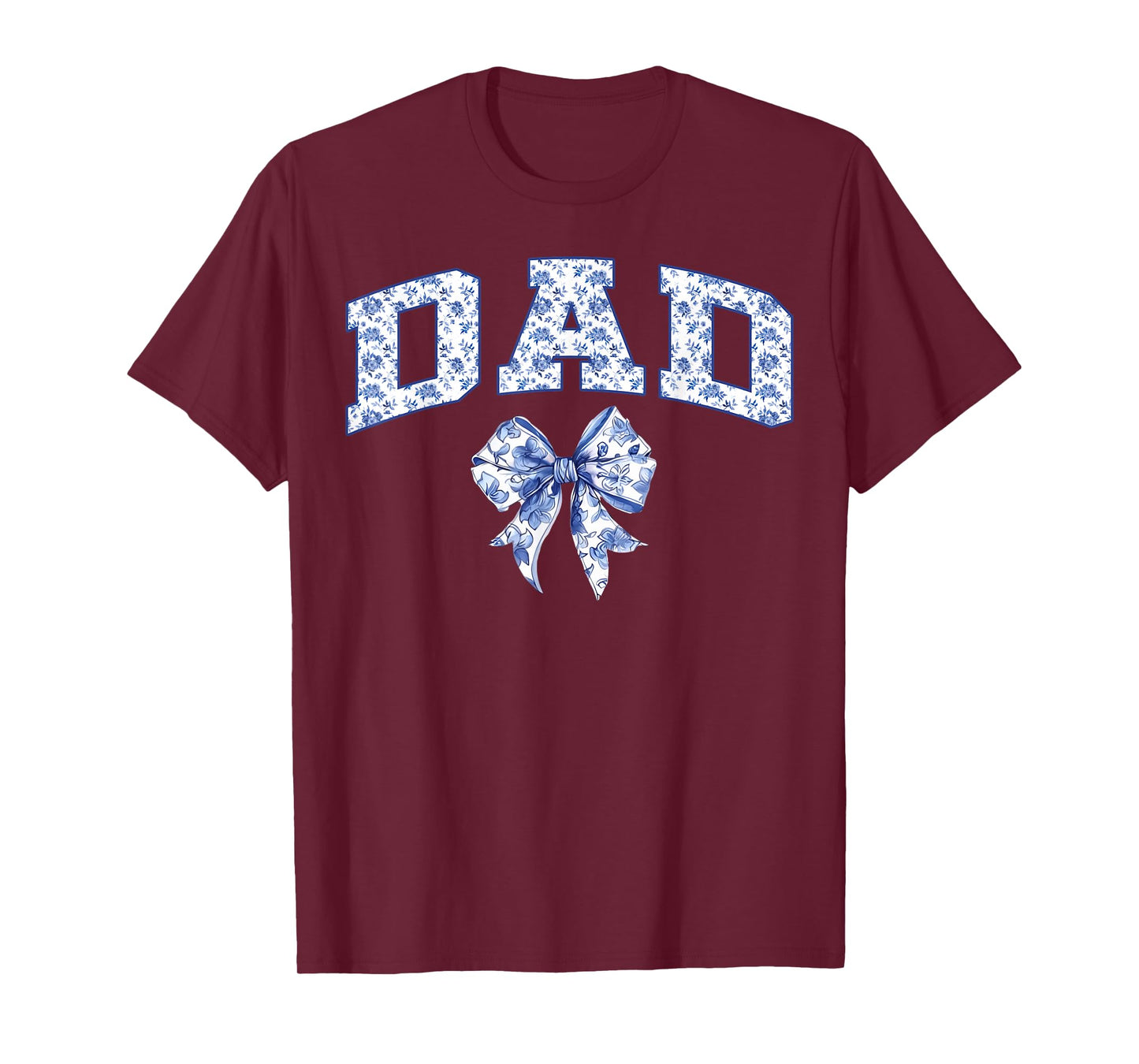 Dad Coquette Toile Blue Bow Floral Family Matching T-Shirt