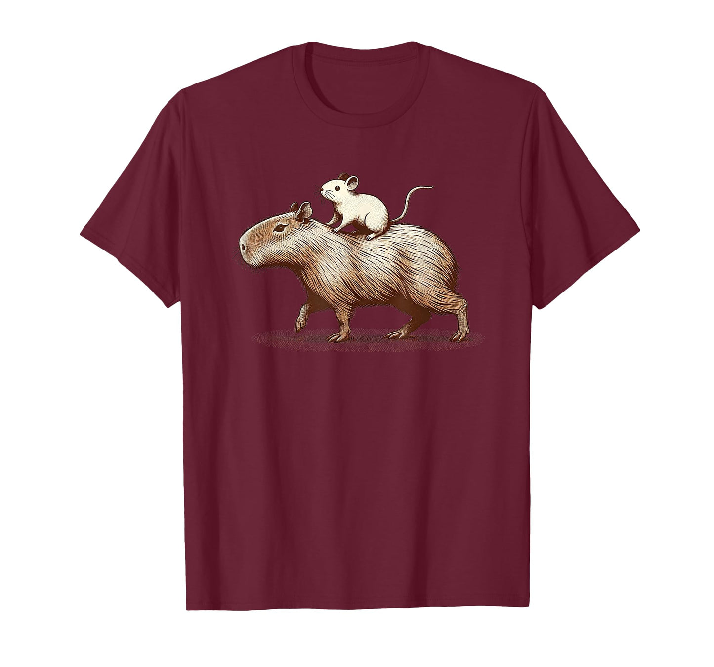 Mouse Riding a Capybara Animal Friends T-Shirt