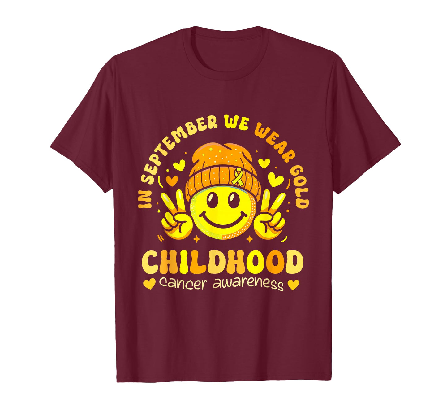in September We Wear Gold Face Childhood Cancer Awareness T-Shirt